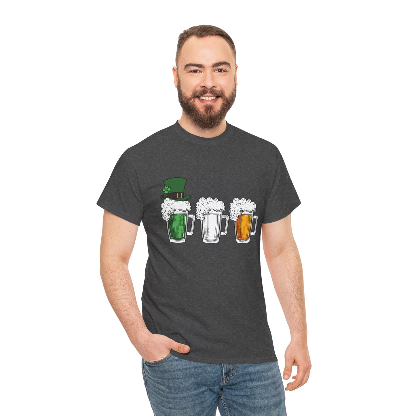Unisex St Patrick's Day Beer Flag Heavy Cotton Tee