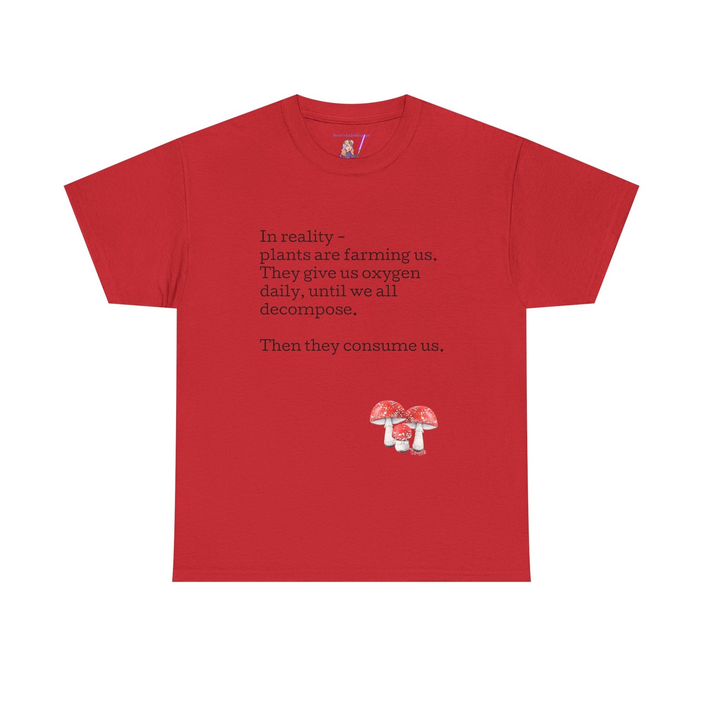 Plantfood, mushrooms s, m, l, xl, 2xl, 3xl, 4xl, 5xl Unisex Heavy Cotton Tee