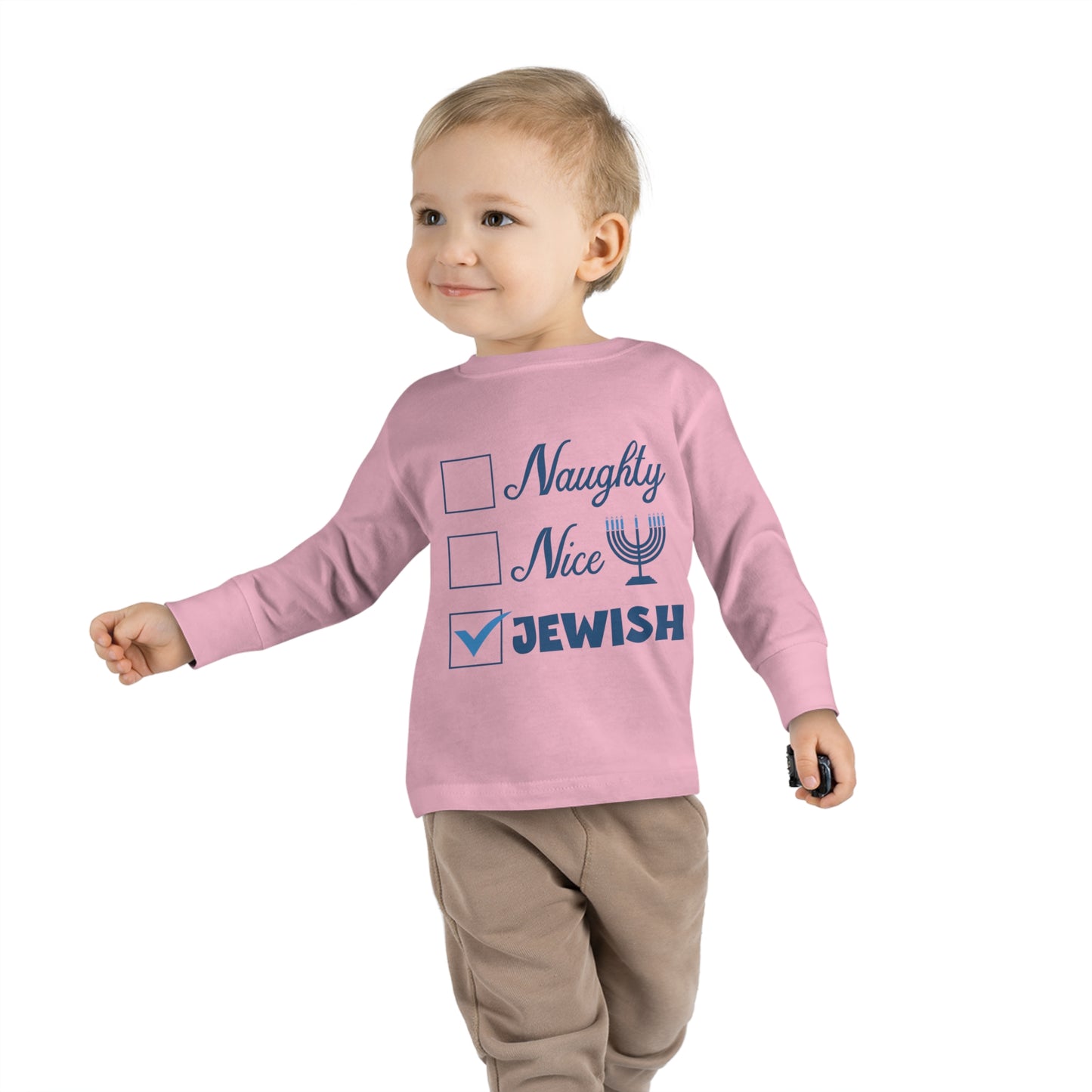 Naughty Nice Jewish Holiday Checklist Toddler Long Sleeve Tee