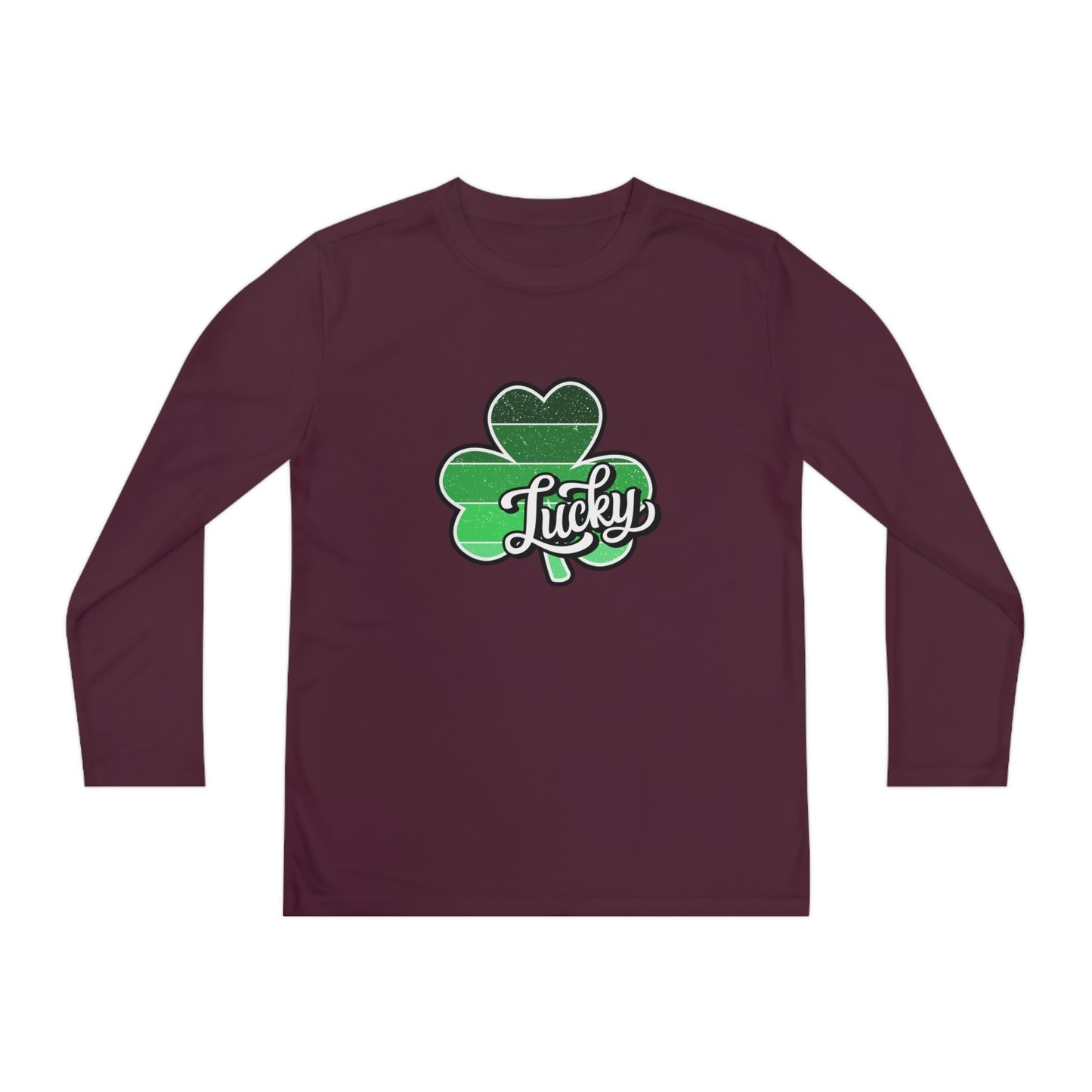 St Patricks Day Lucky Shamrock Youth Long Sleeve Competitor Tee