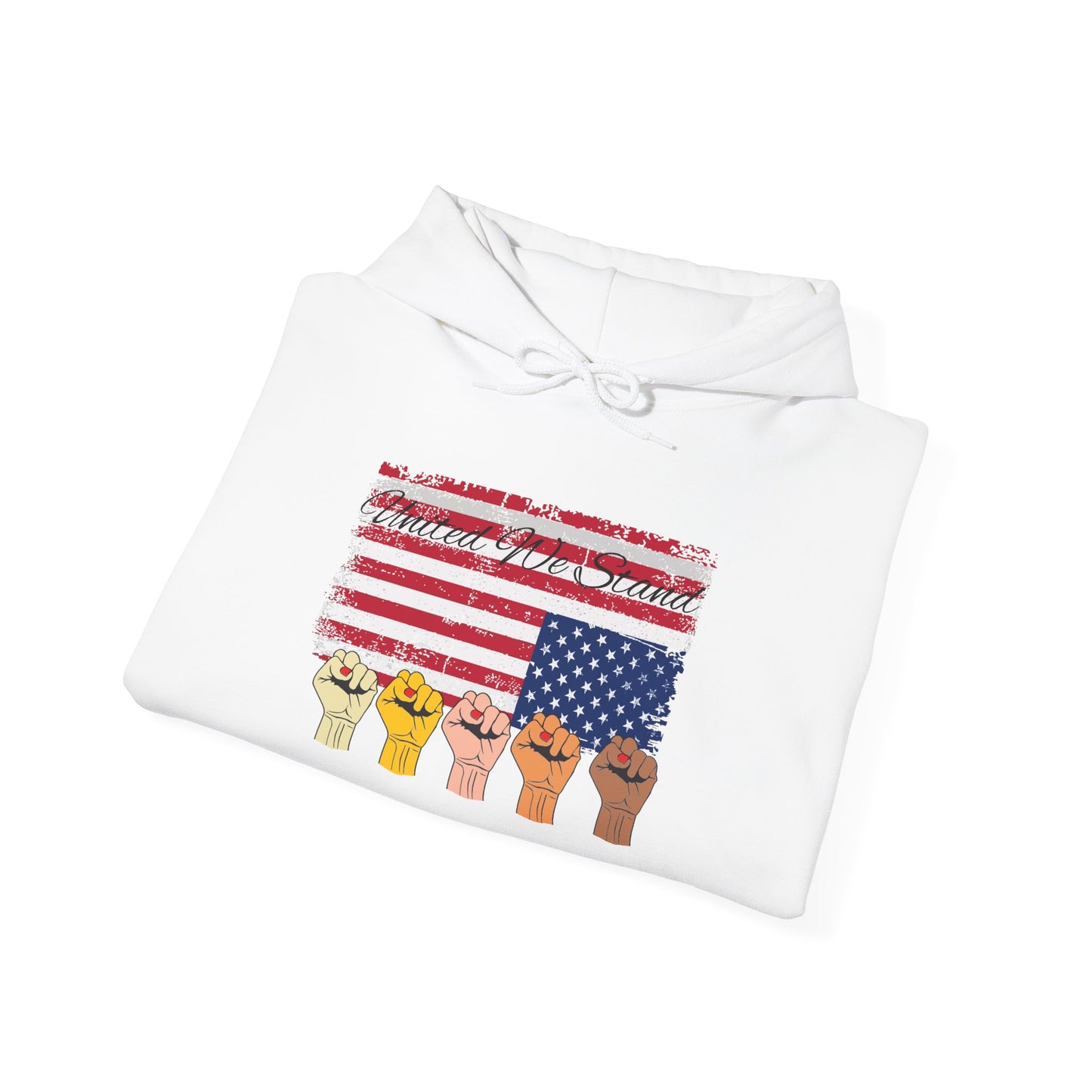 United We Stand Nation in distress Hoodie, Patriotic Blend Sweatshirt, National Pride Pullover, American Flag Hooded Jumper, USA Unity Top