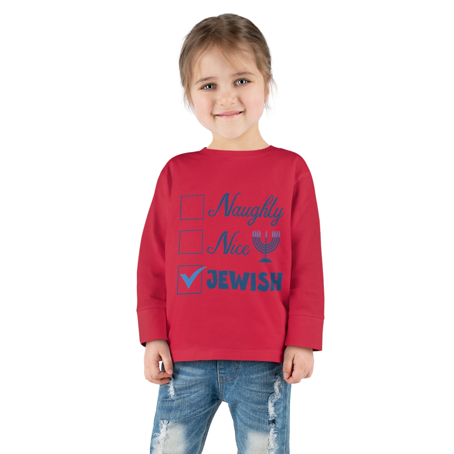 Naughty Nice Jewish Holiday Checklist Toddler Long Sleeve Tee