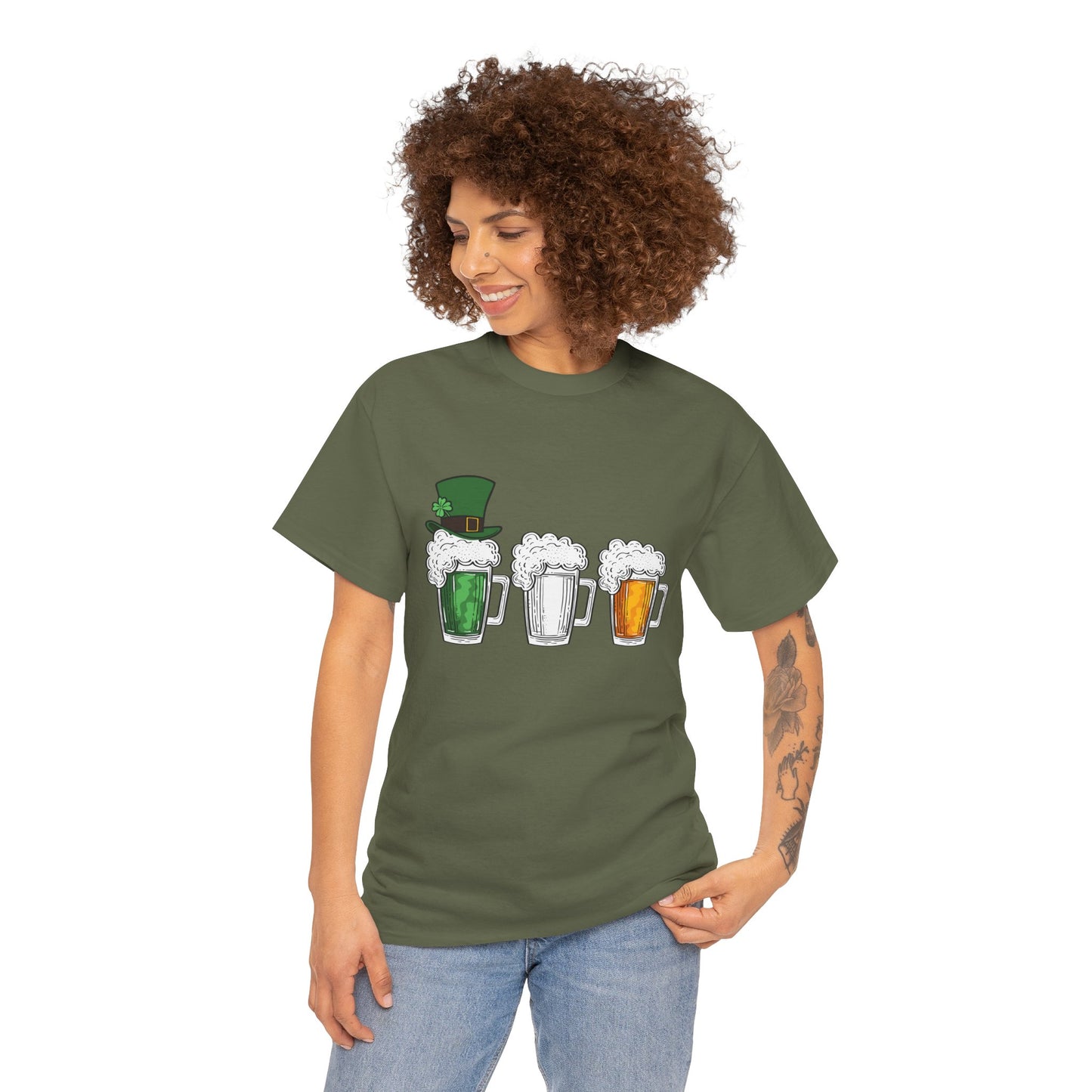 Unisex St Patrick's Day Beer Flag Heavy Cotton Tee