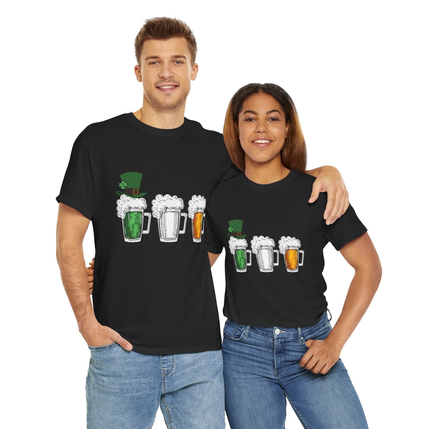 Unisex St Patrick's Day Beer Flag Heavy Cotton Tee