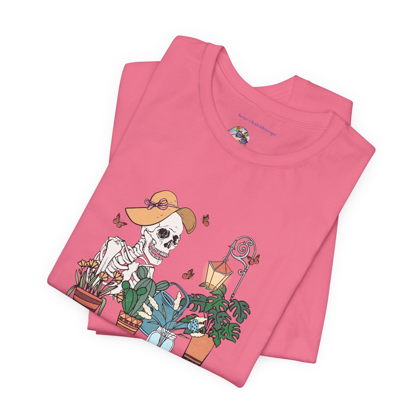 Plants, The Gardener, Skeleton, Springtime, Gardening, XS-3XL Unisex Jersey Short Sleeve Tee