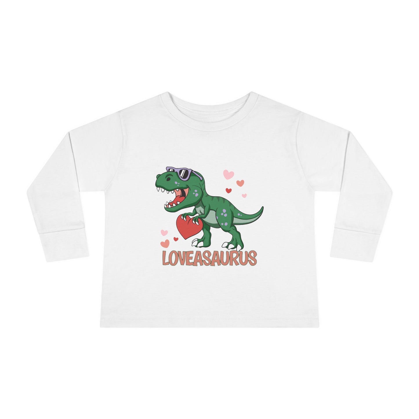 Loveasaurus Dinosaur Valentine Toddler Long Sleeve Tee