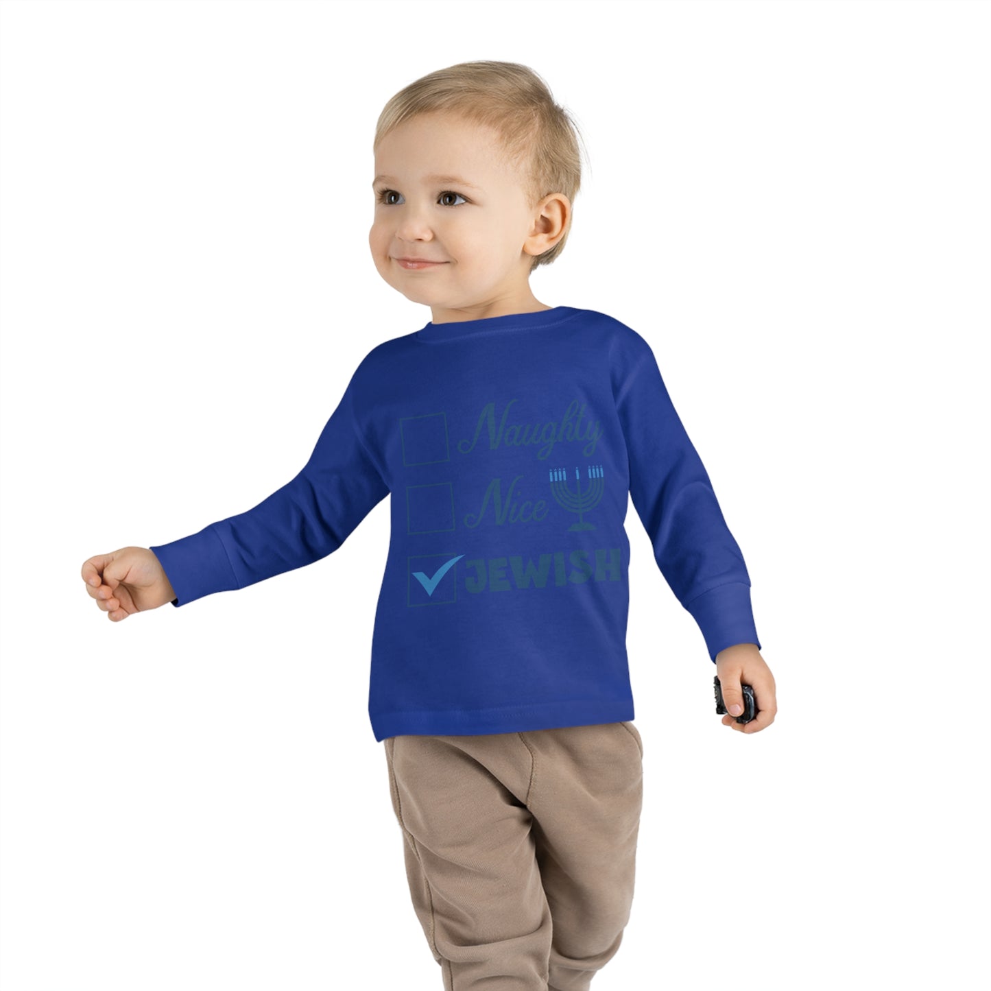 Naughty Nice Jewish Holiday Checklist Toddler Long Sleeve Tee