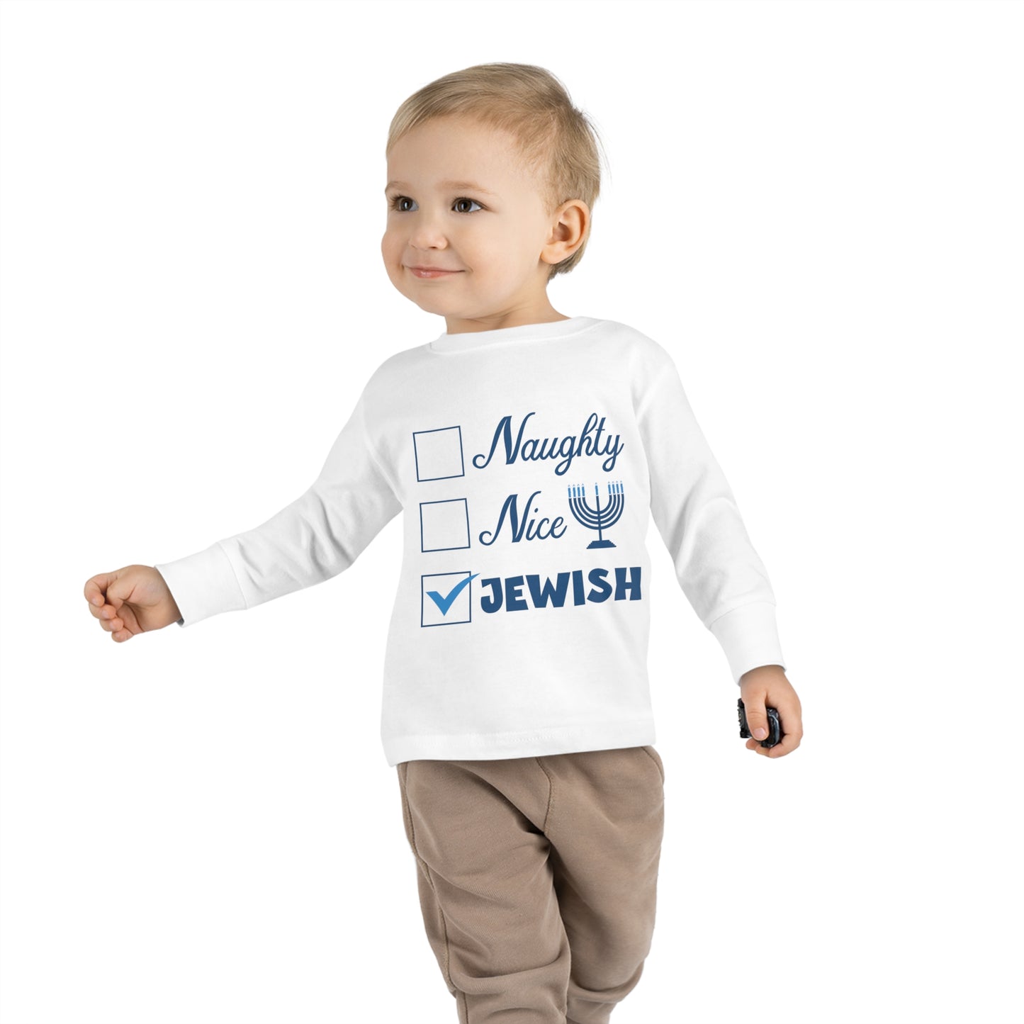 Naughty Nice Jewish Holiday Checklist Toddler Long Sleeve Tee
