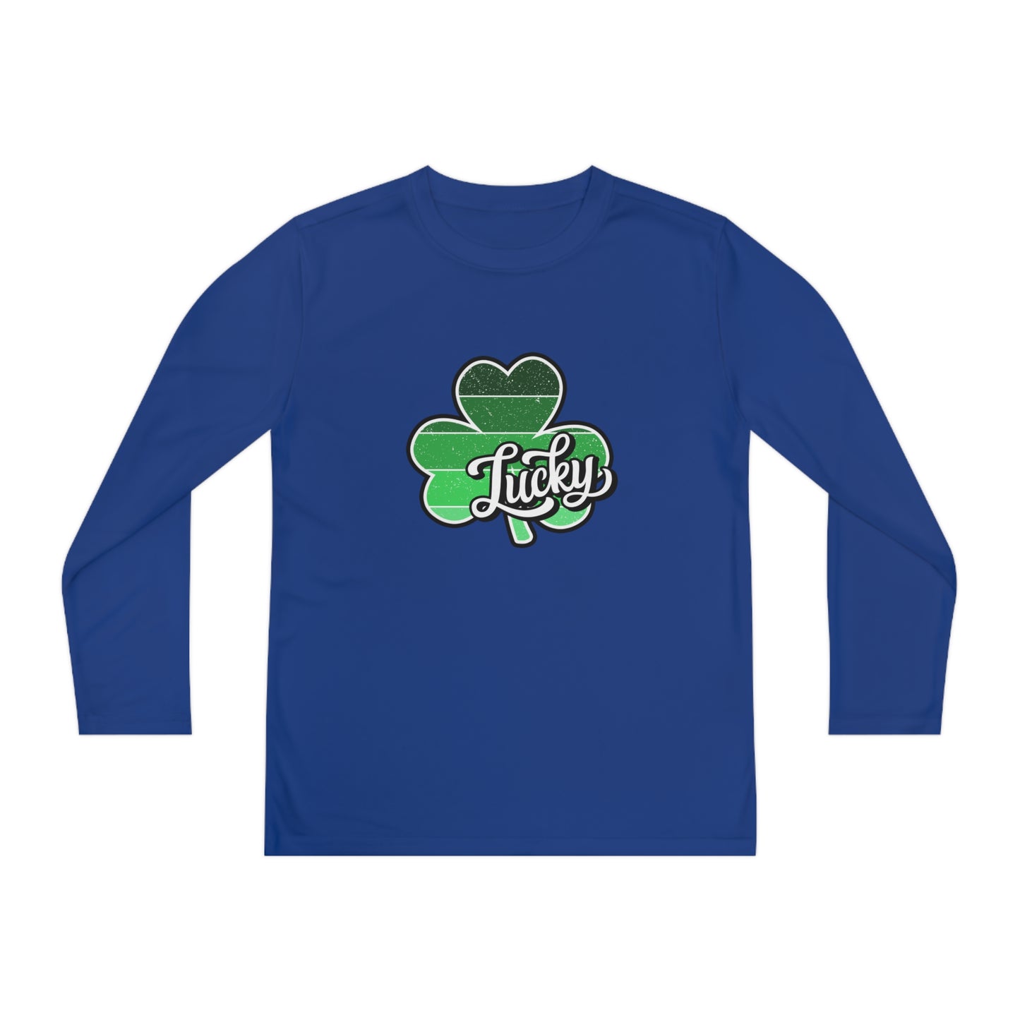 St Patricks Day Lucky Shamrock Youth Long Sleeve Competitor Tee