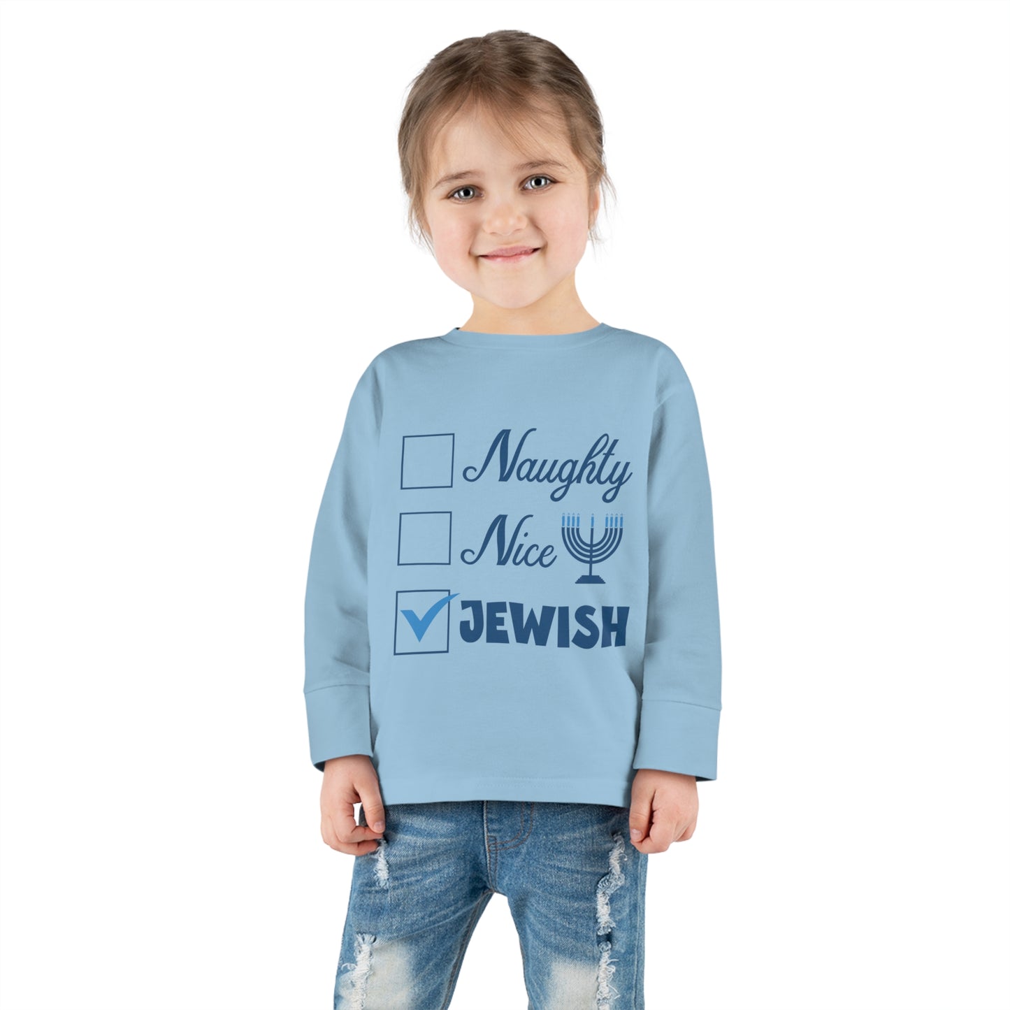 Naughty Nice Jewish Holiday Checklist Toddler Long Sleeve Tee