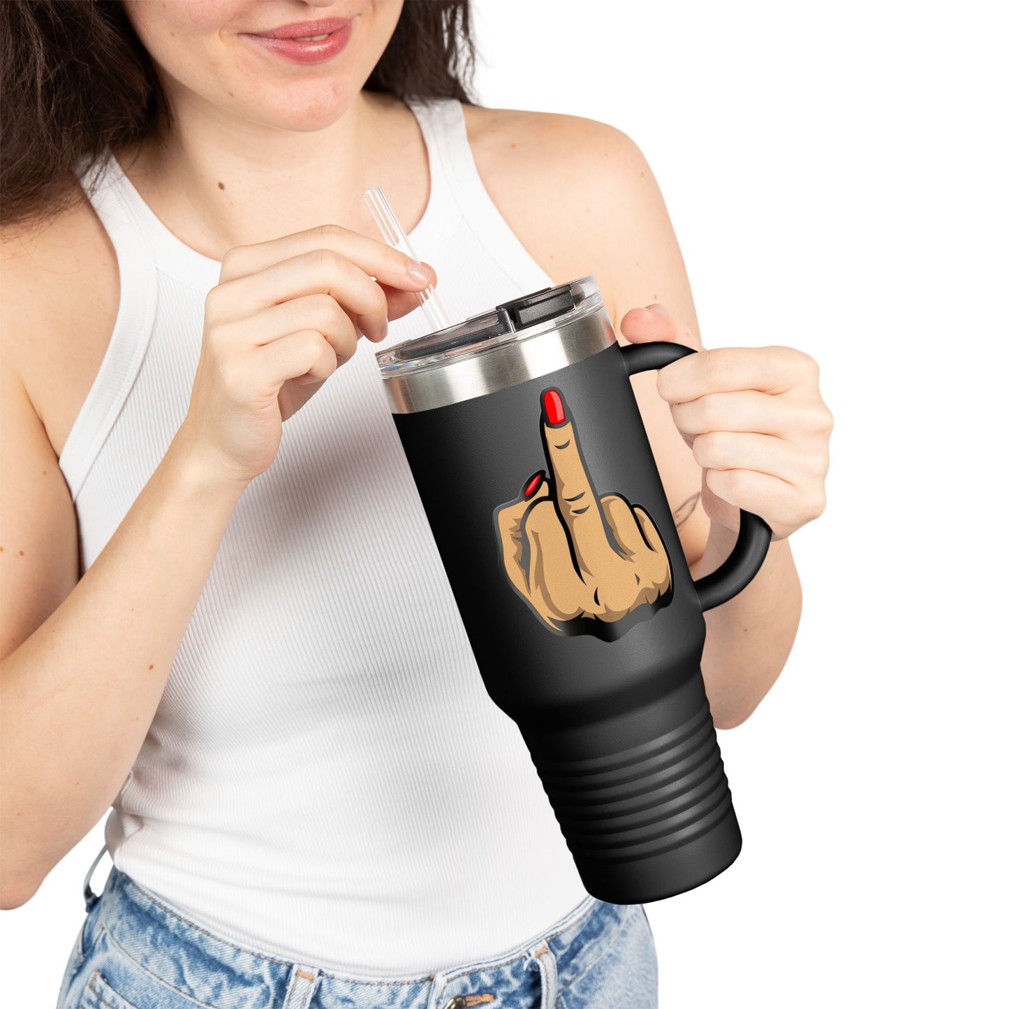 Sassy Insulated Travel Mug with Finger, 40oz