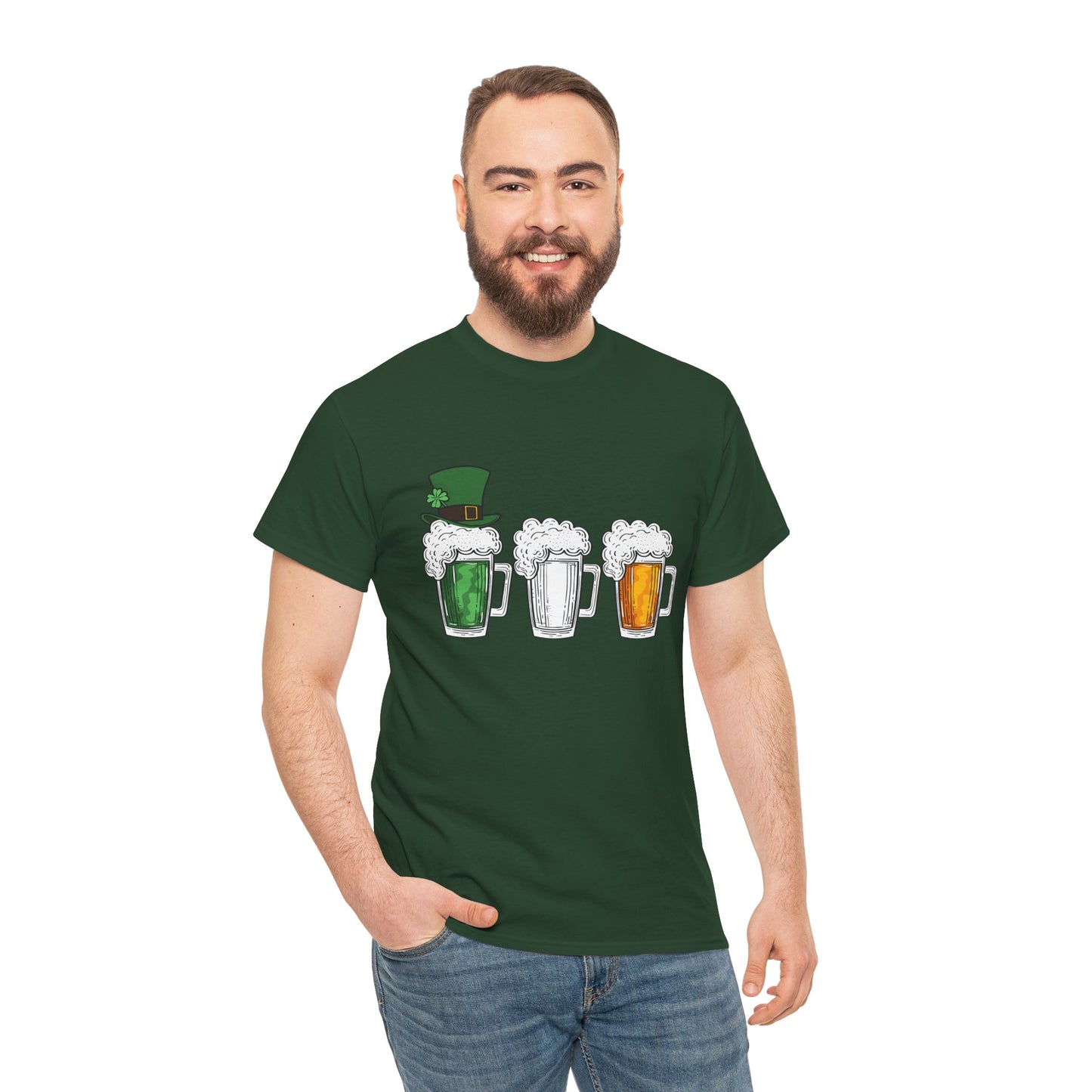 Unisex St Patrick's Day Beer Flag Heavy Cotton Tee