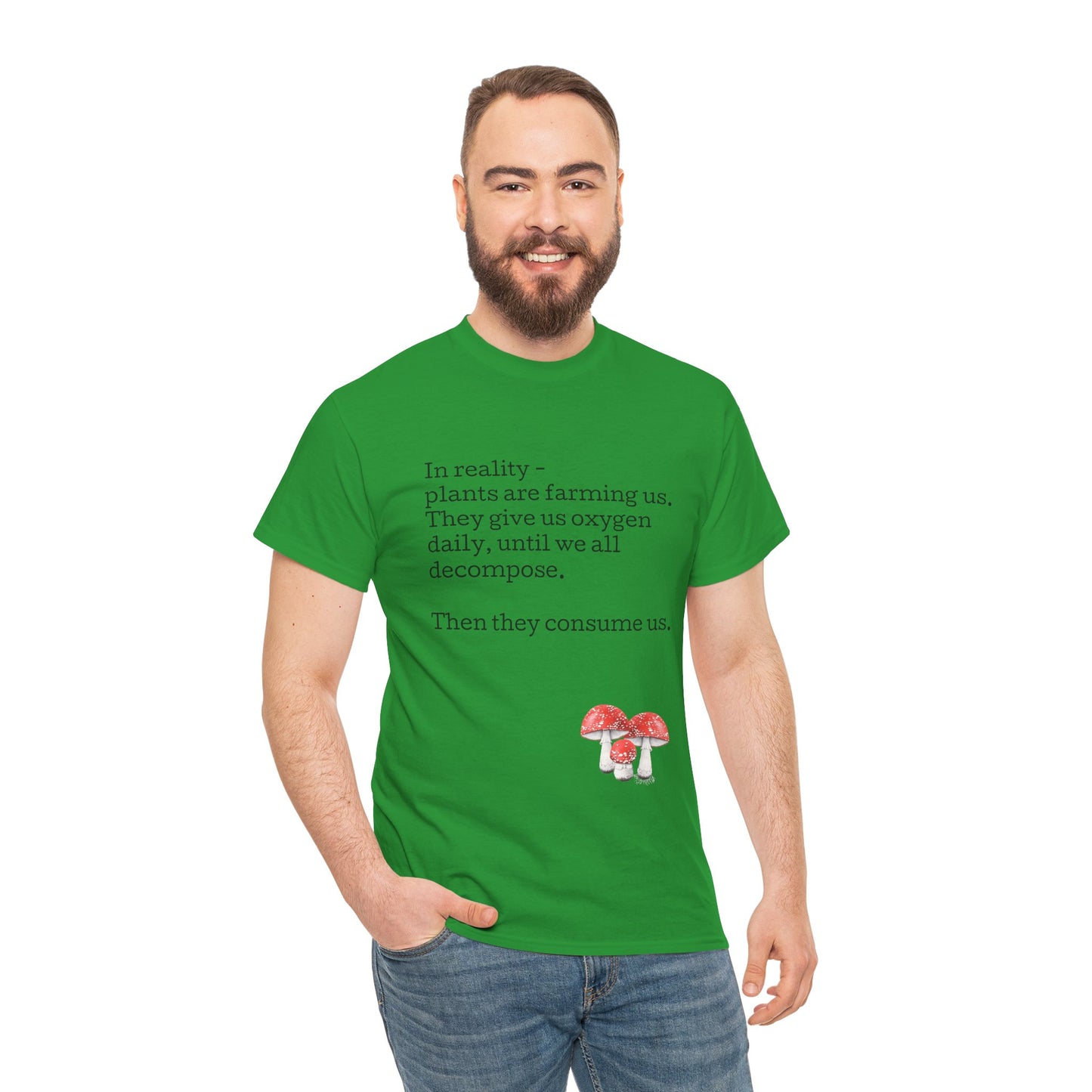 Plantfood, mushrooms s, m, l, xl, 2xl, 3xl, 4xl, 5xl Unisex Heavy Cotton Tee