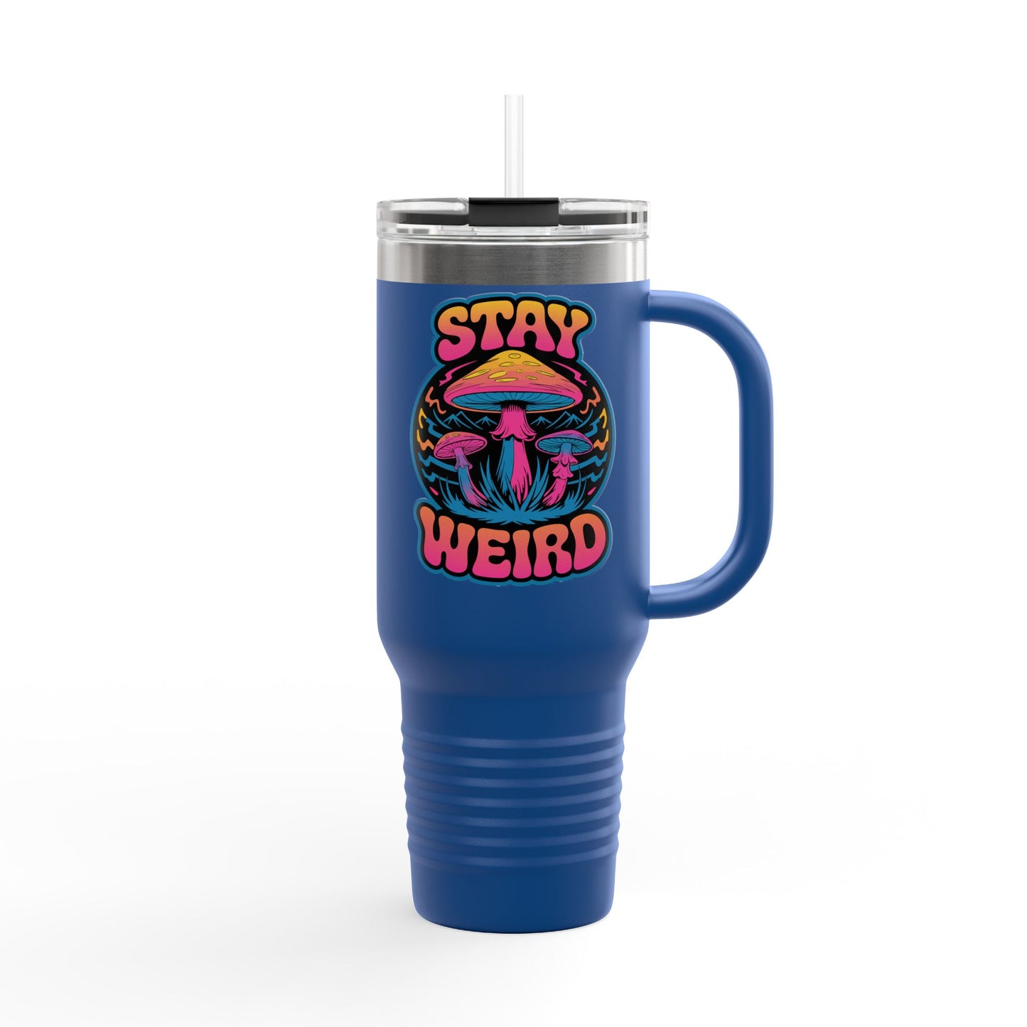 Stay Weird Shrooms Insulated Travel Mug, 40oz