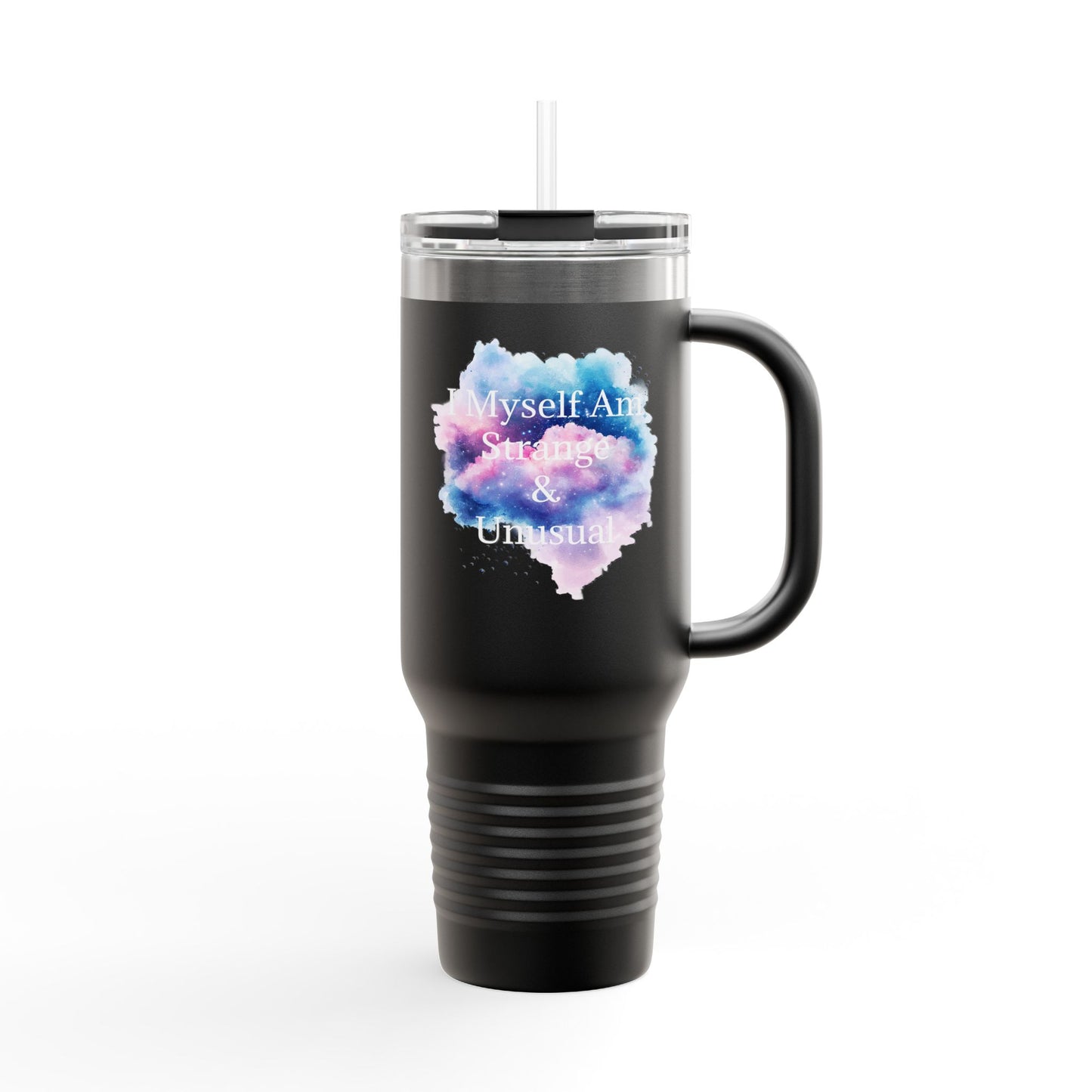 "I Myself Am Strange & Unusual" Whimsical Insulated  Galaxy Themed Travel Mug