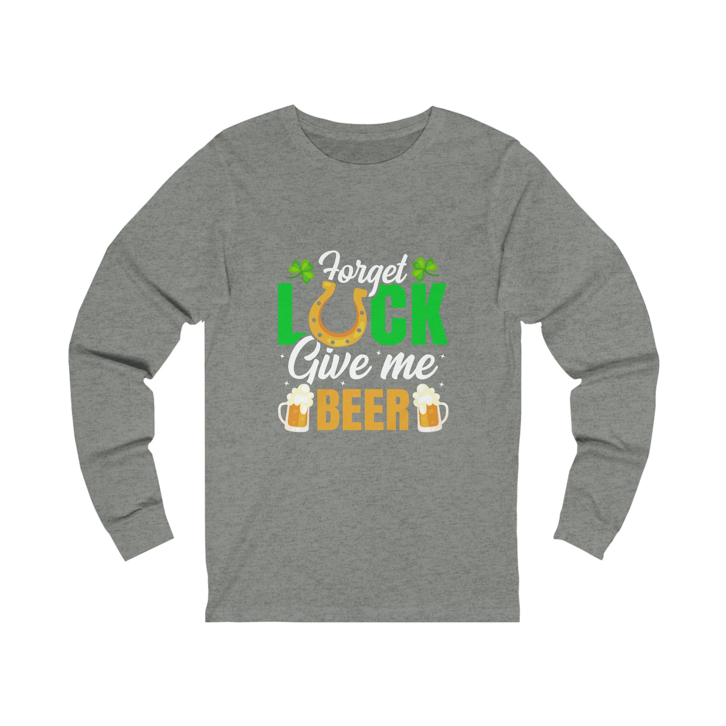 Unisex St Patrick's Day Lucky Beer Jersey Long Sleeve Tee