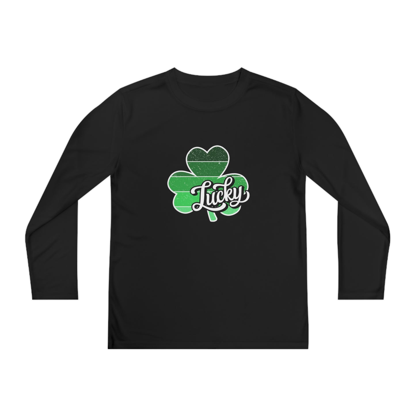 St Patricks Day Lucky Shamrock Youth Long Sleeve Competitor Tee