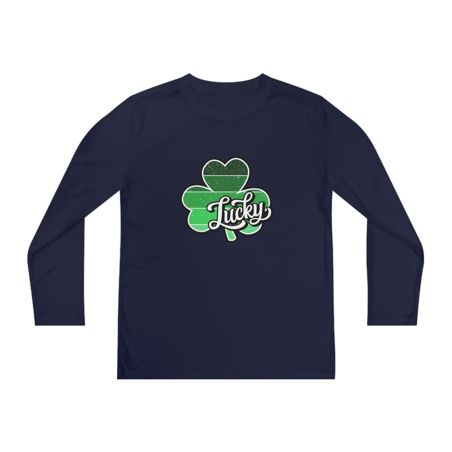 St Patricks Day Lucky Shamrock Youth Long Sleeve Competitor Tee