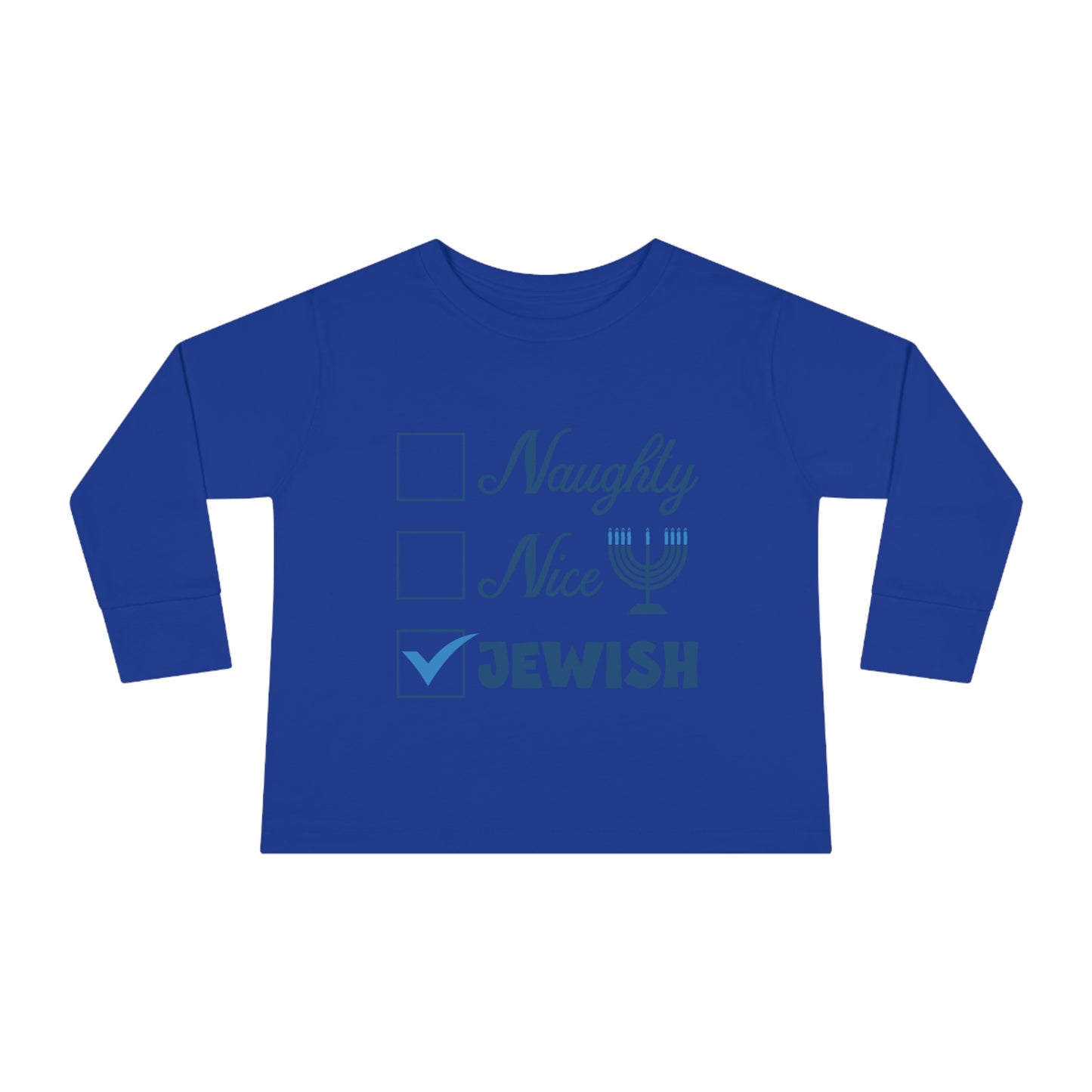 Naughty Nice Jewish Holiday Checklist Toddler Long Sleeve Tee