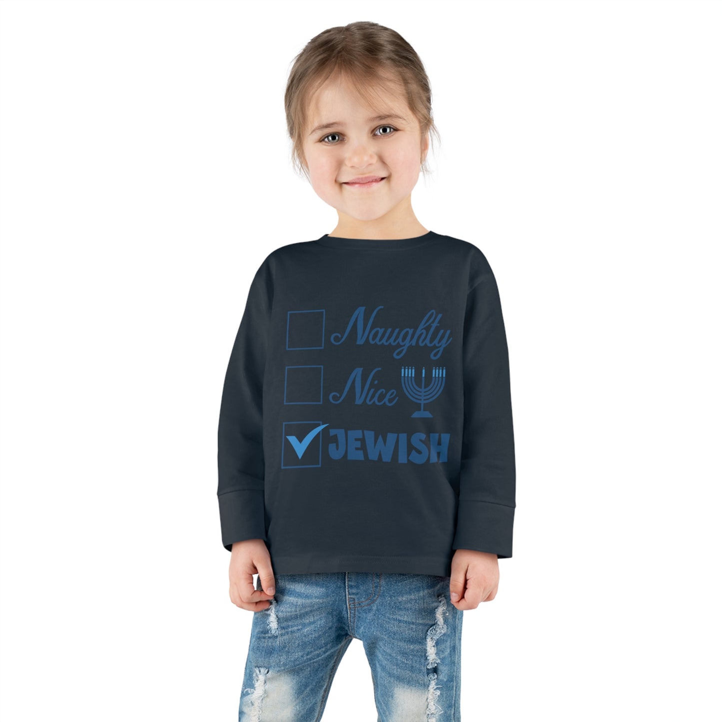 Naughty Nice Jewish Holiday Checklist Toddler Long Sleeve Tee