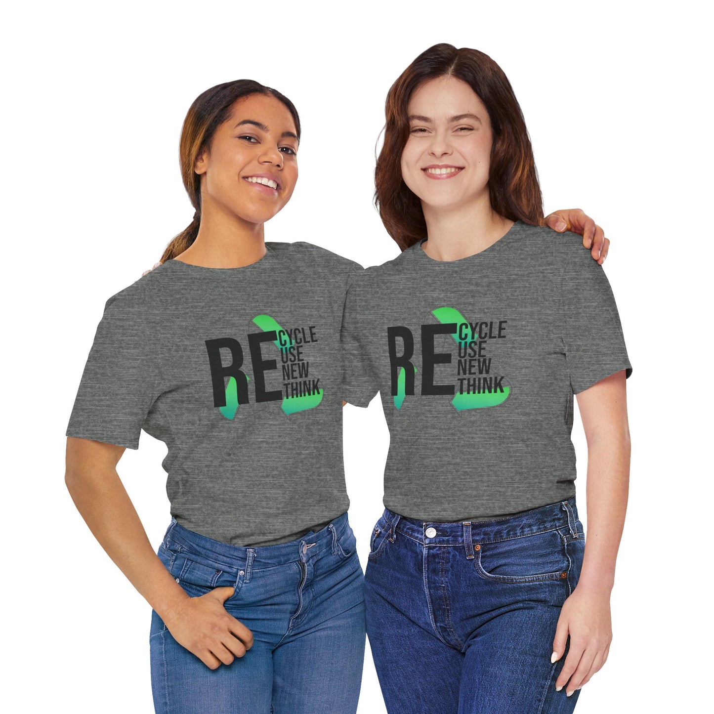 Recycle Reuse Renew Rethink Earthday S-3XL Unisex Jersey Short Sleeve Tee