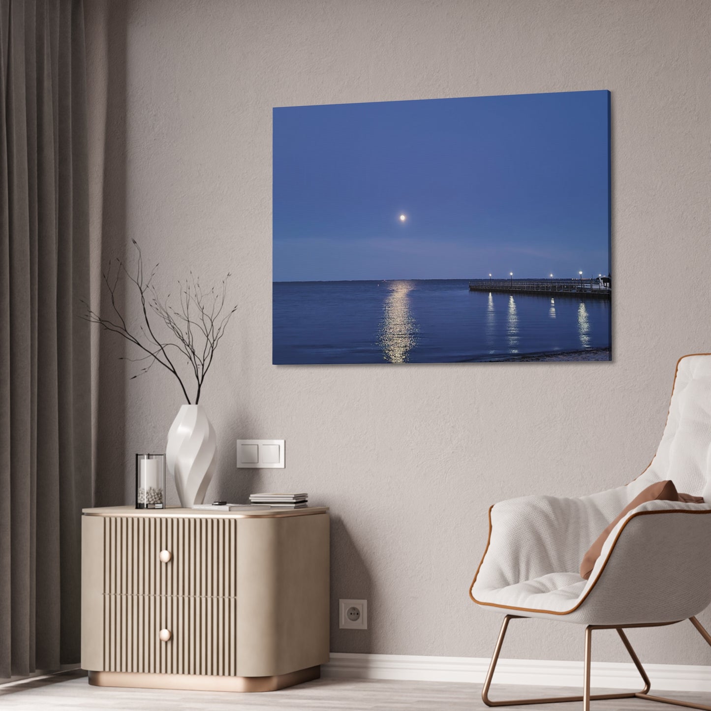 Moonlight Over The Bay, Canvas Stretched, 1.5''