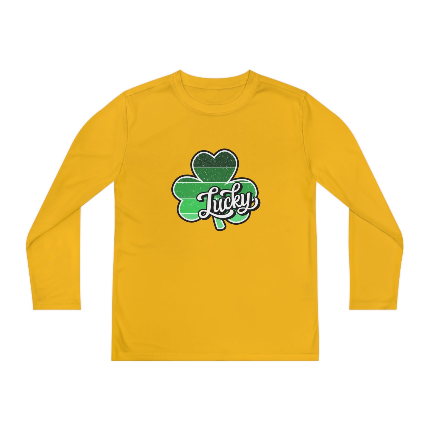 St Patricks Day Lucky Shamrock Youth Long Sleeve Competitor Tee