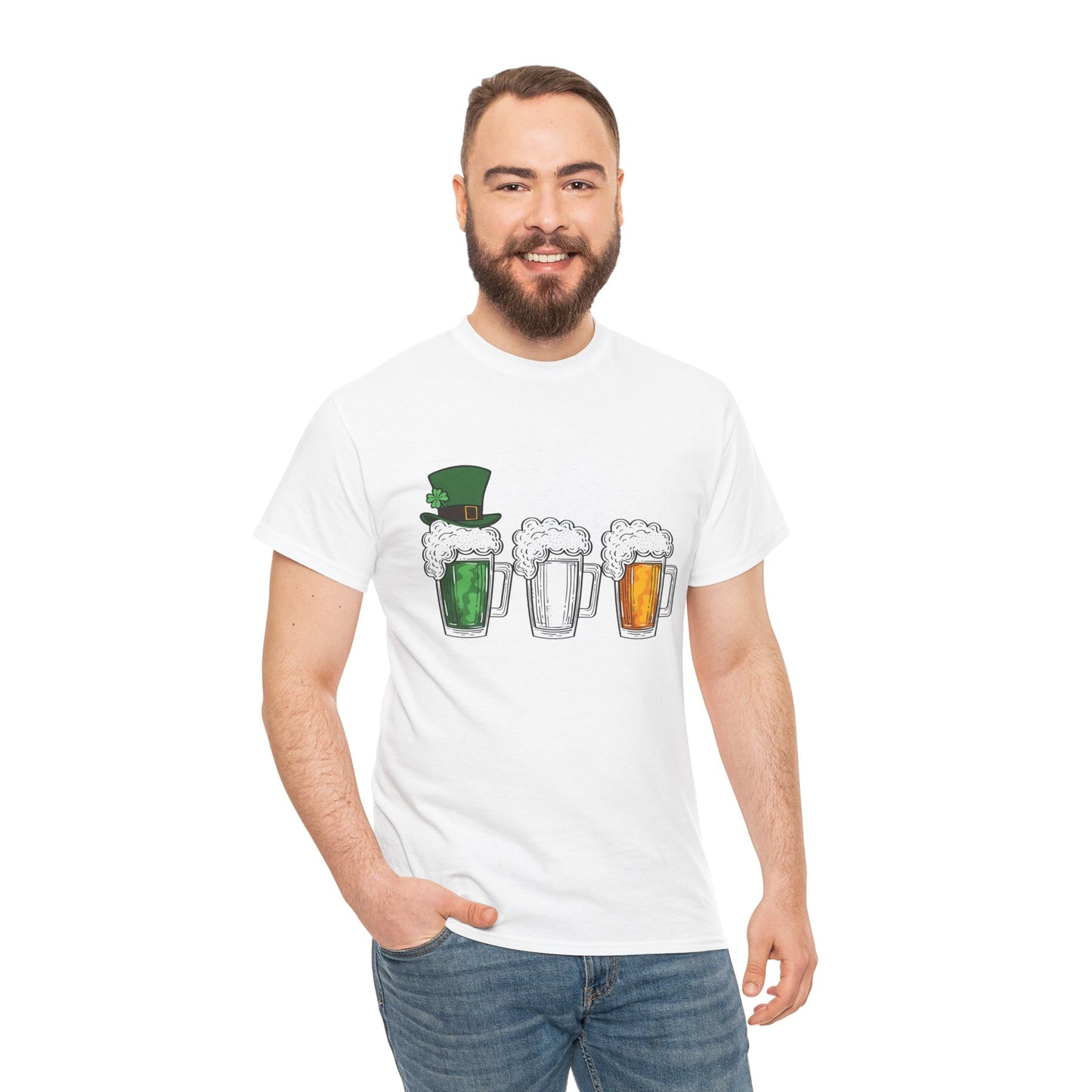 Unisex St Patrick's Day Beer Flag Heavy Cotton Tee