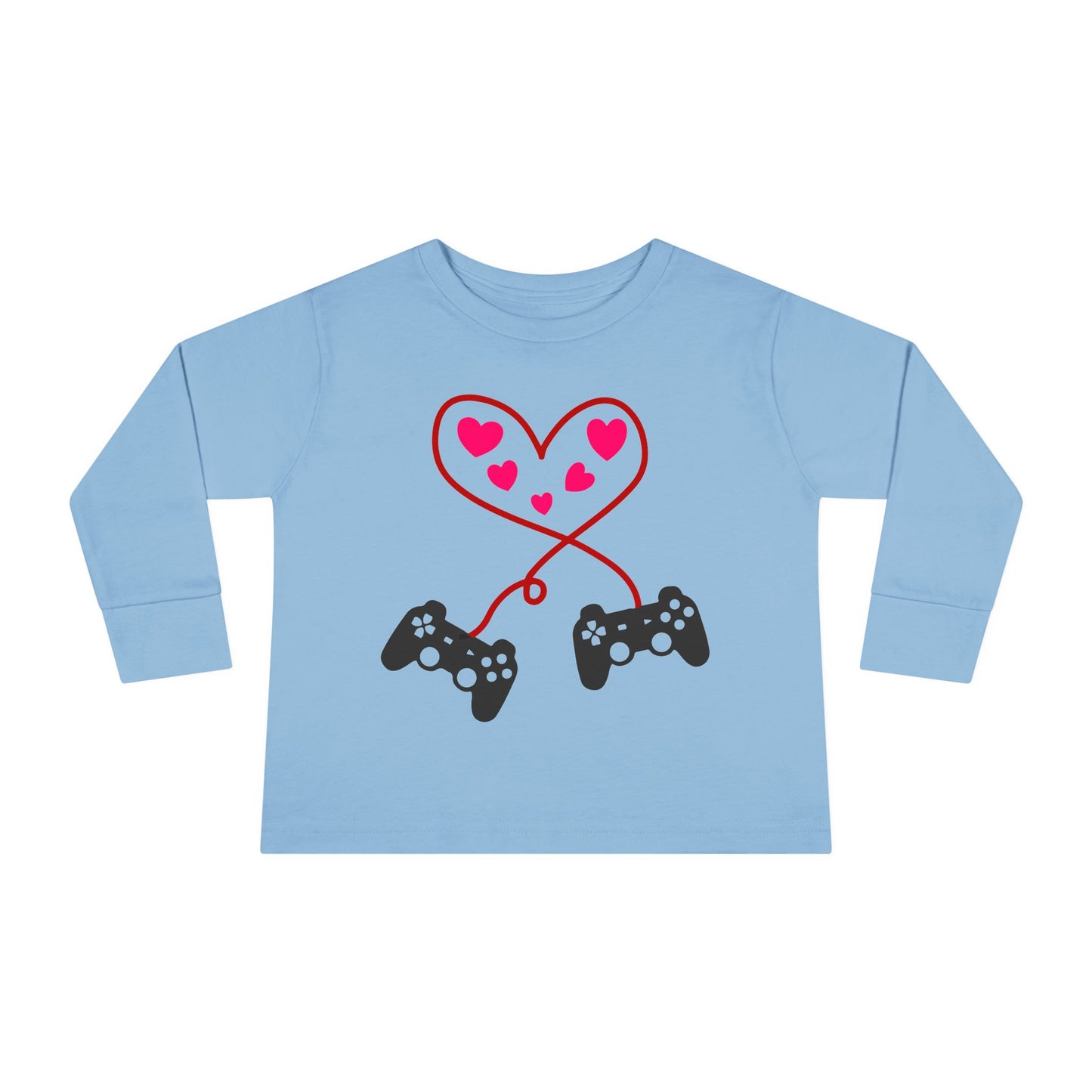 Video Game Controller Heart Valentines Day Gamer Toddler Long Sleeve Tee