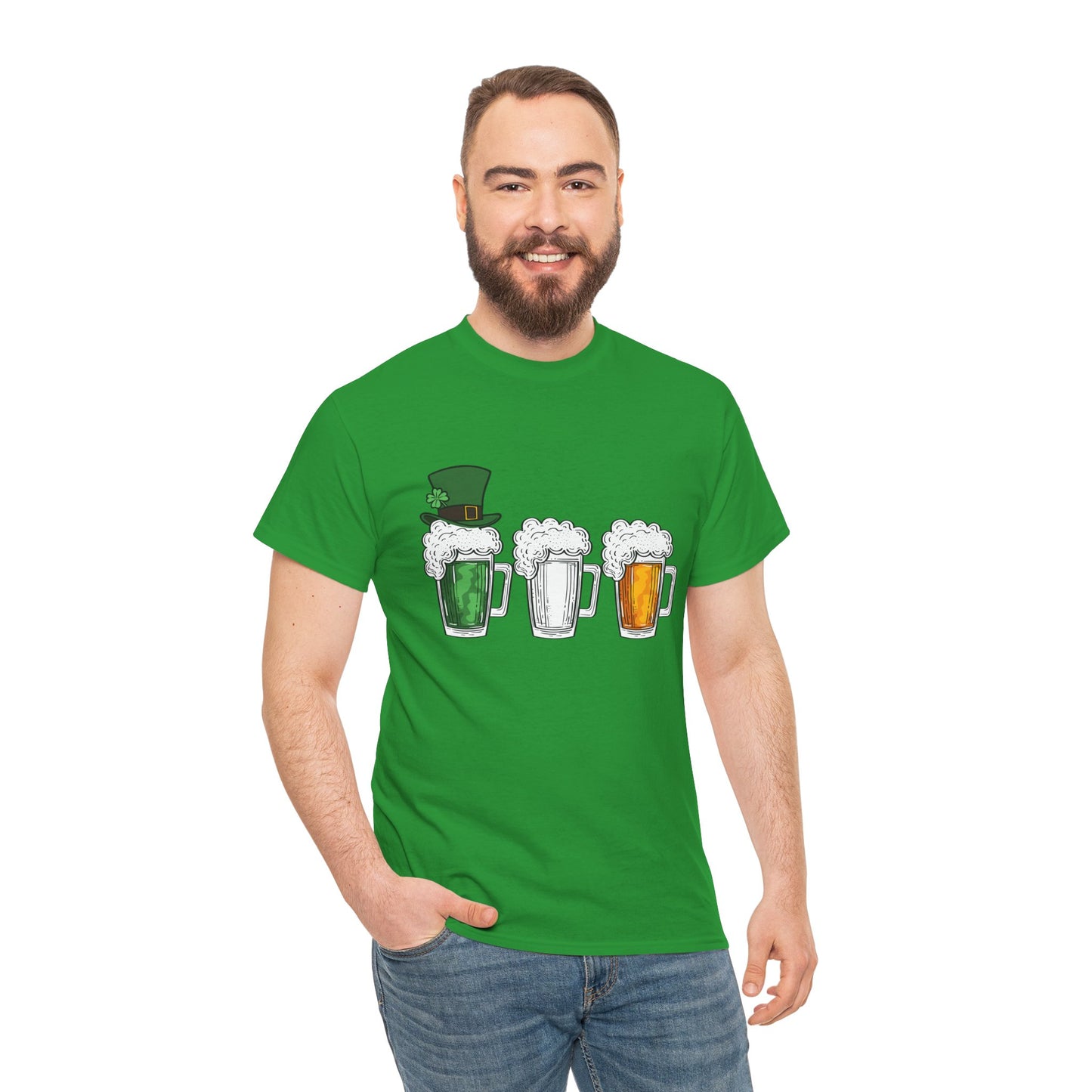 Unisex St Patrick's Day Beer Flag Heavy Cotton Tee
