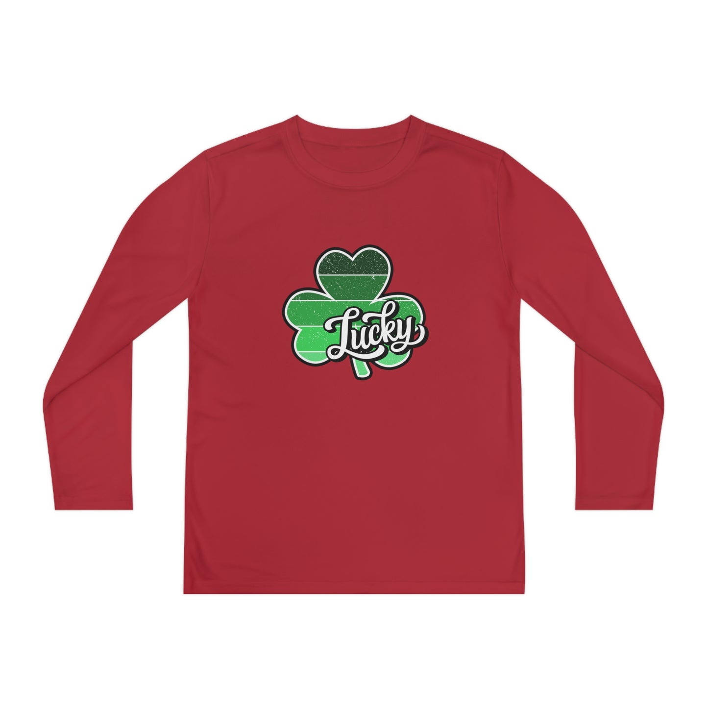 St Patricks Day Lucky Shamrock Youth Long Sleeve Competitor Tee