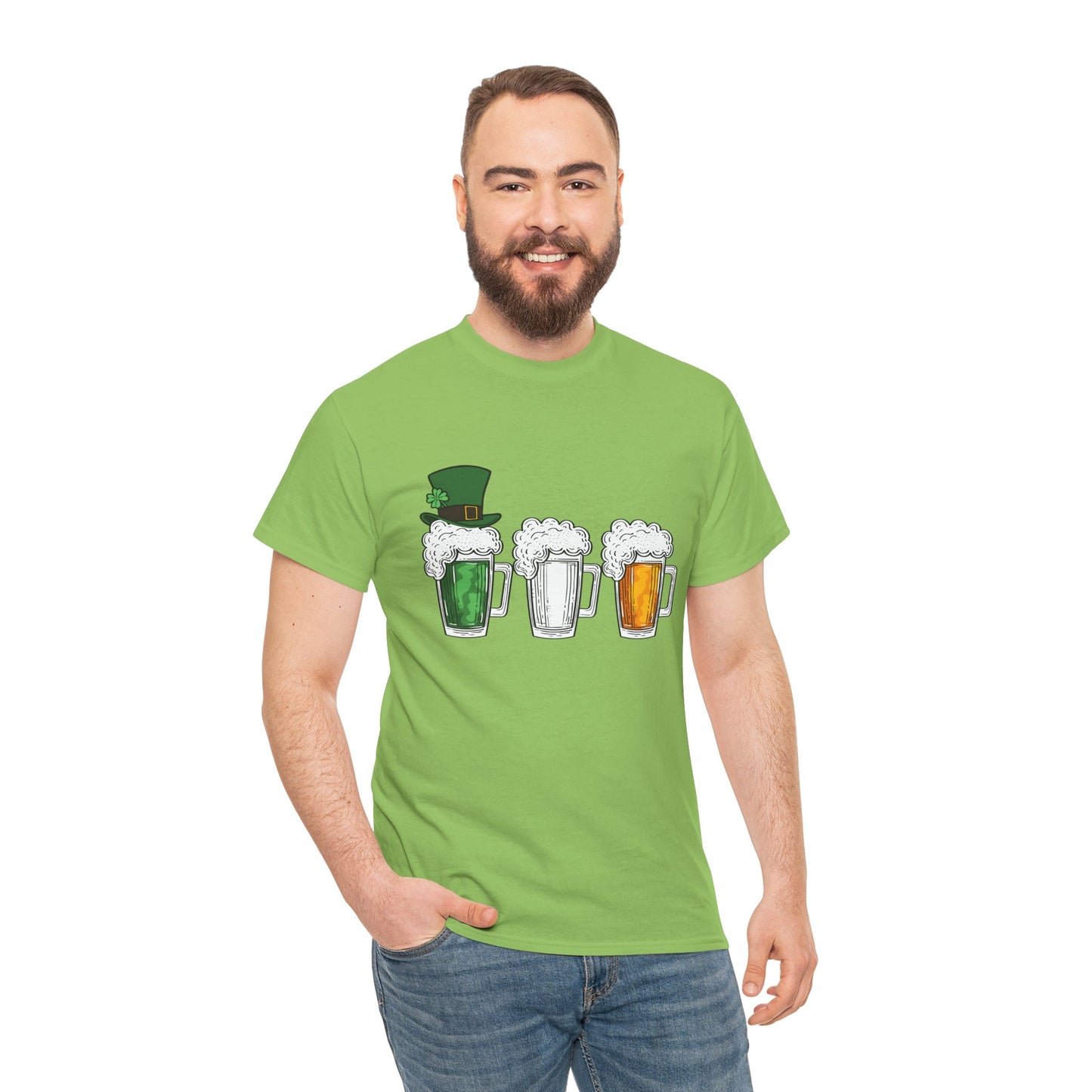 Unisex St Patrick's Day Beer Flag Heavy Cotton Tee