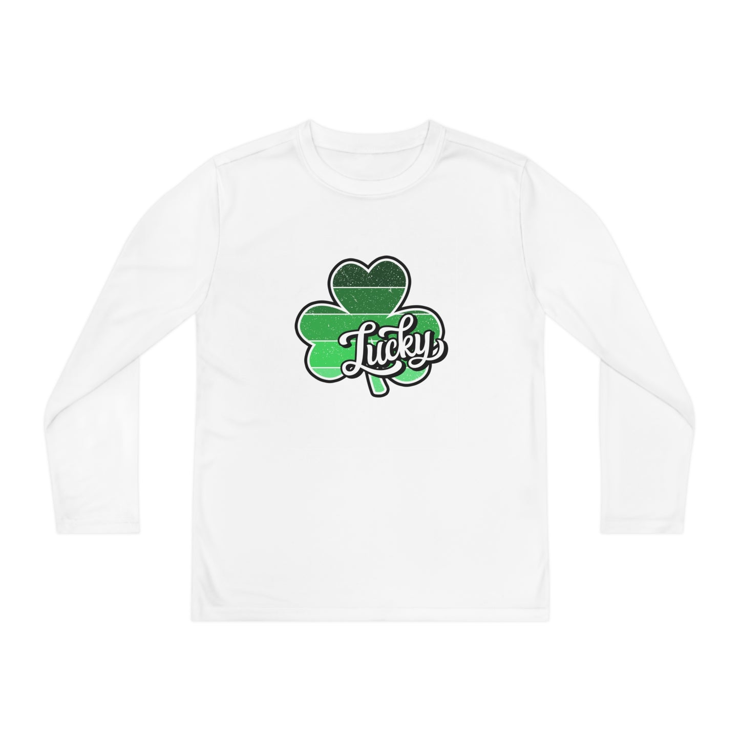 St Patricks Day Lucky Shamrock Youth Long Sleeve Competitor Tee