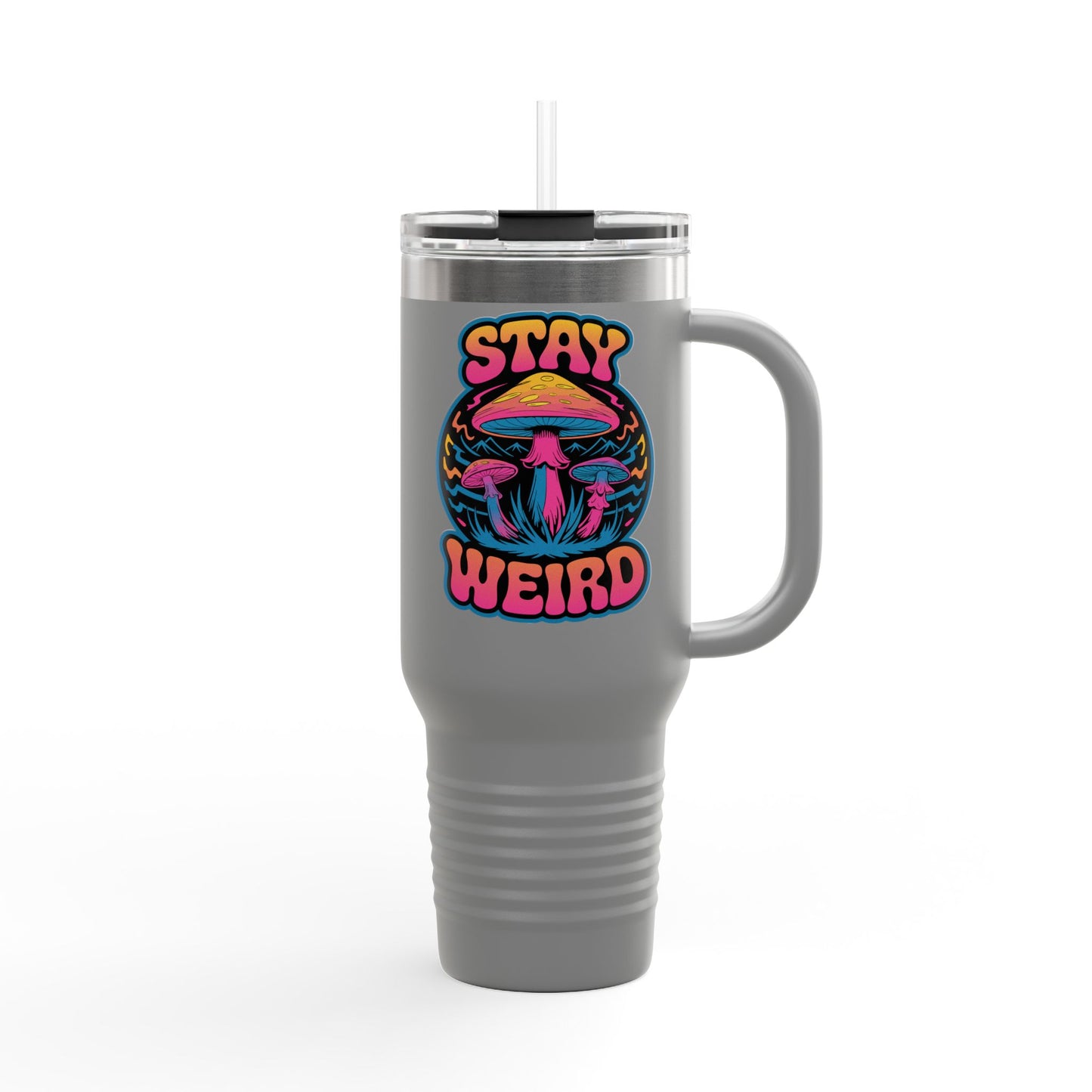 Stay Weird Shrooms Insulated Travel Mug, 40oz