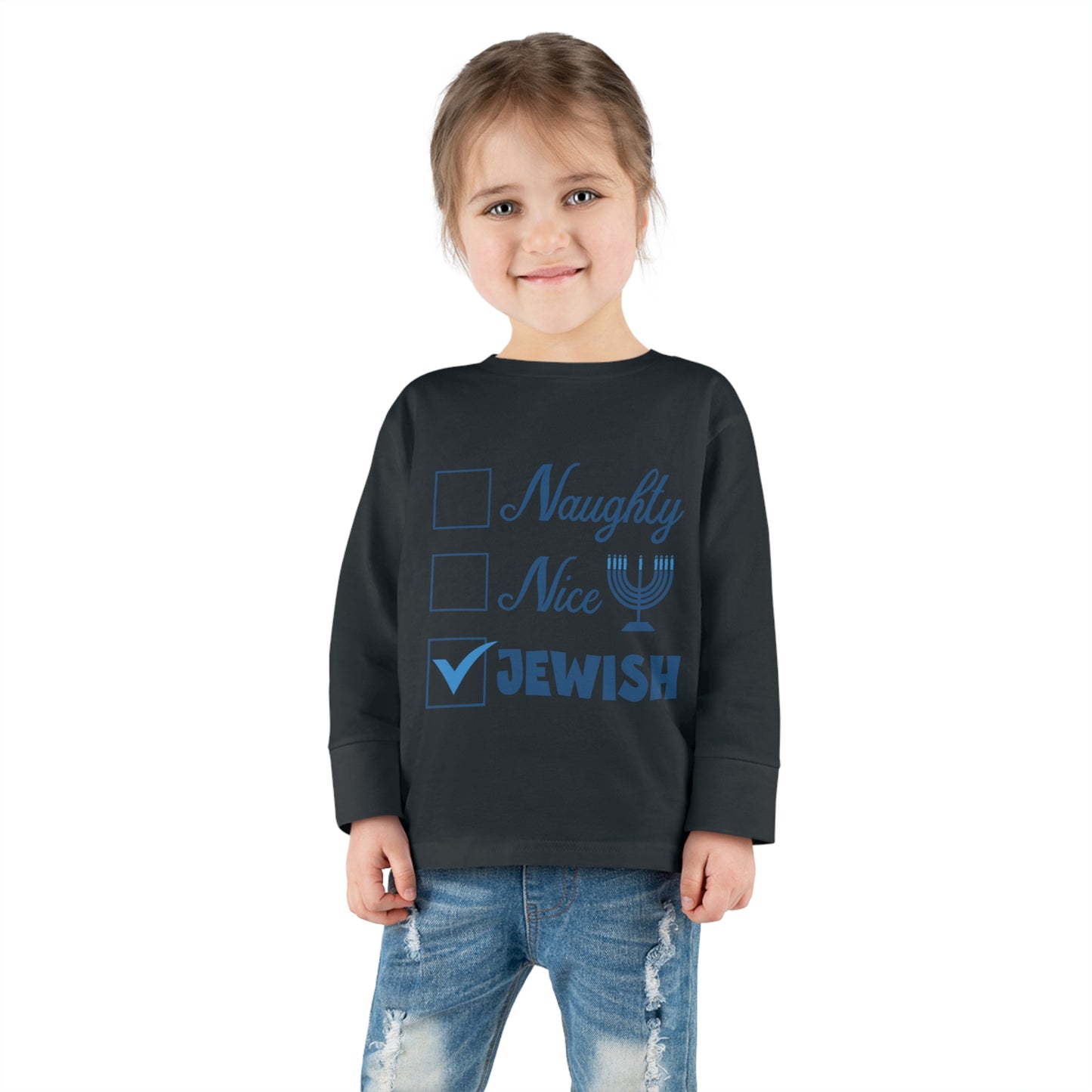 Naughty Nice Jewish Holiday Checklist Toddler Long Sleeve Tee