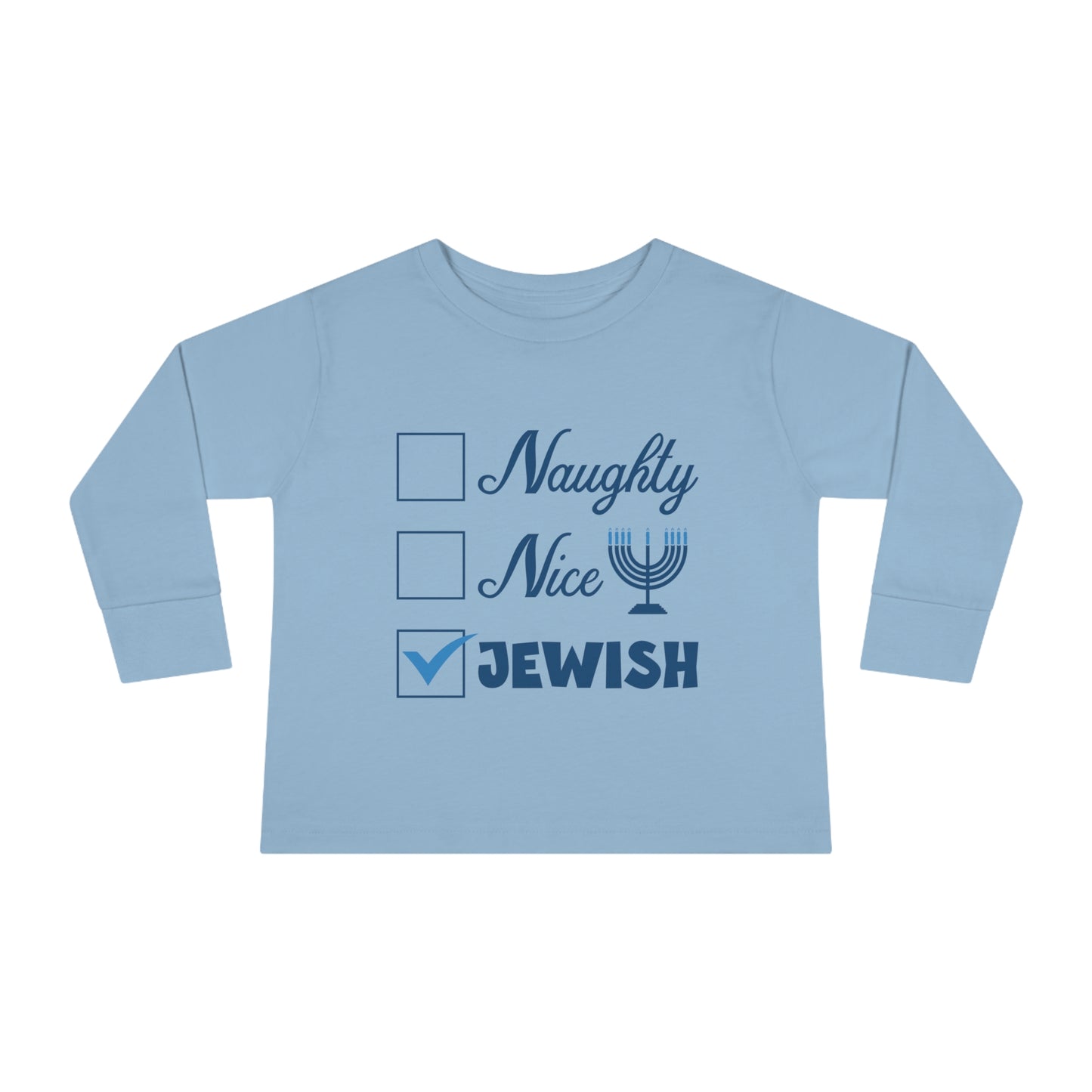 Naughty Nice Jewish Holiday Checklist Toddler Long Sleeve Tee
