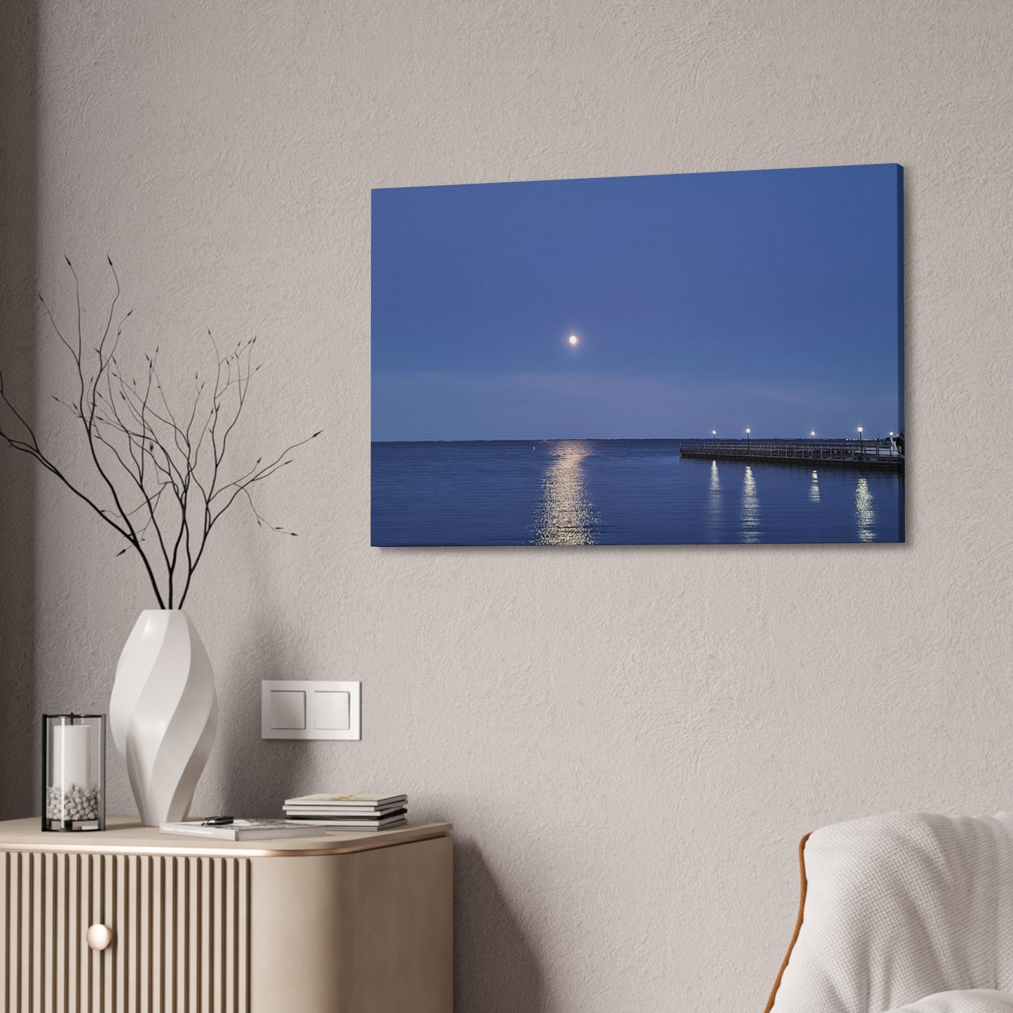 Moonlight Over The Bay, Canvas Stretched, 1.5''