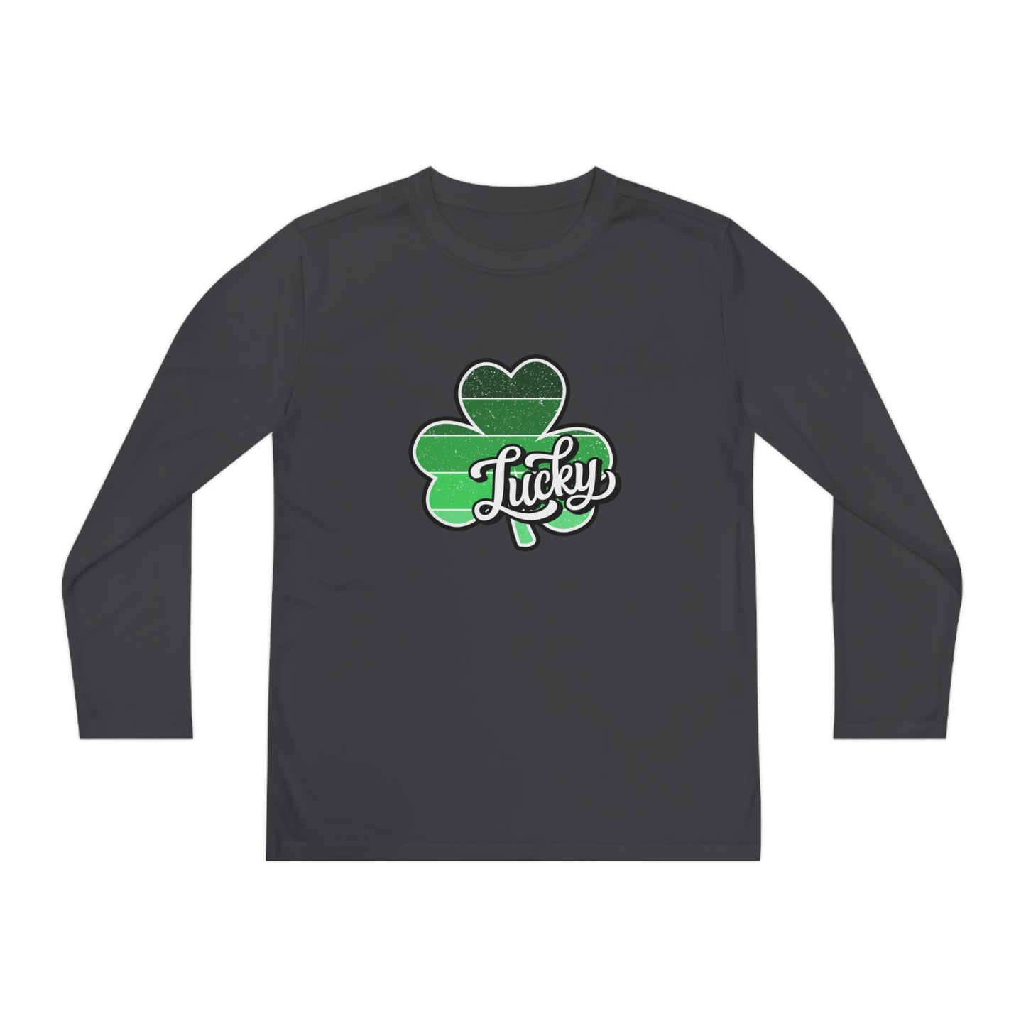 St Patricks Day Lucky Shamrock Youth Long Sleeve Competitor Tee