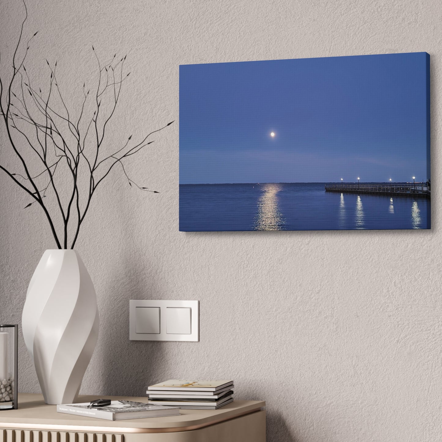 Moonlight Over The Bay, Canvas Stretched, 1.5''