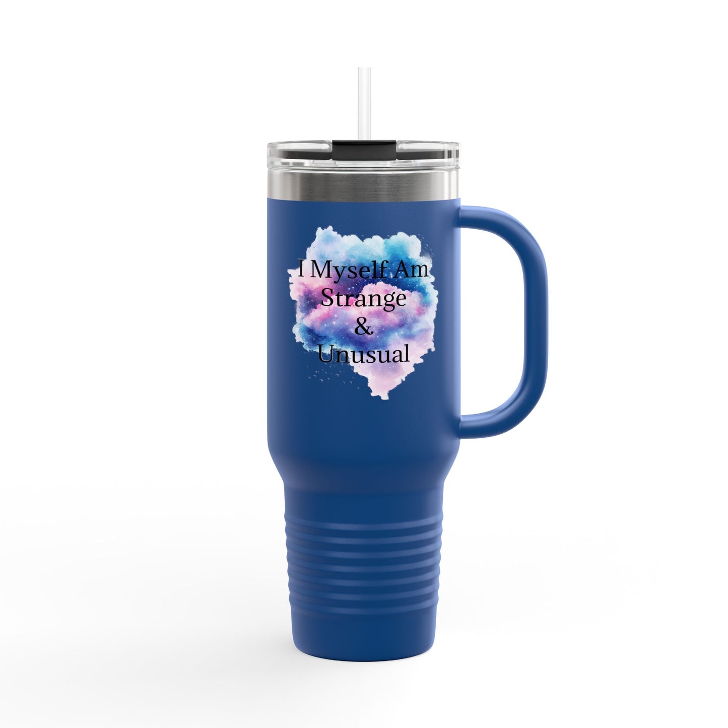 "I Myself Am Strange & Unusual" Whimsical Insulated  Galaxy Themed Travel Mug