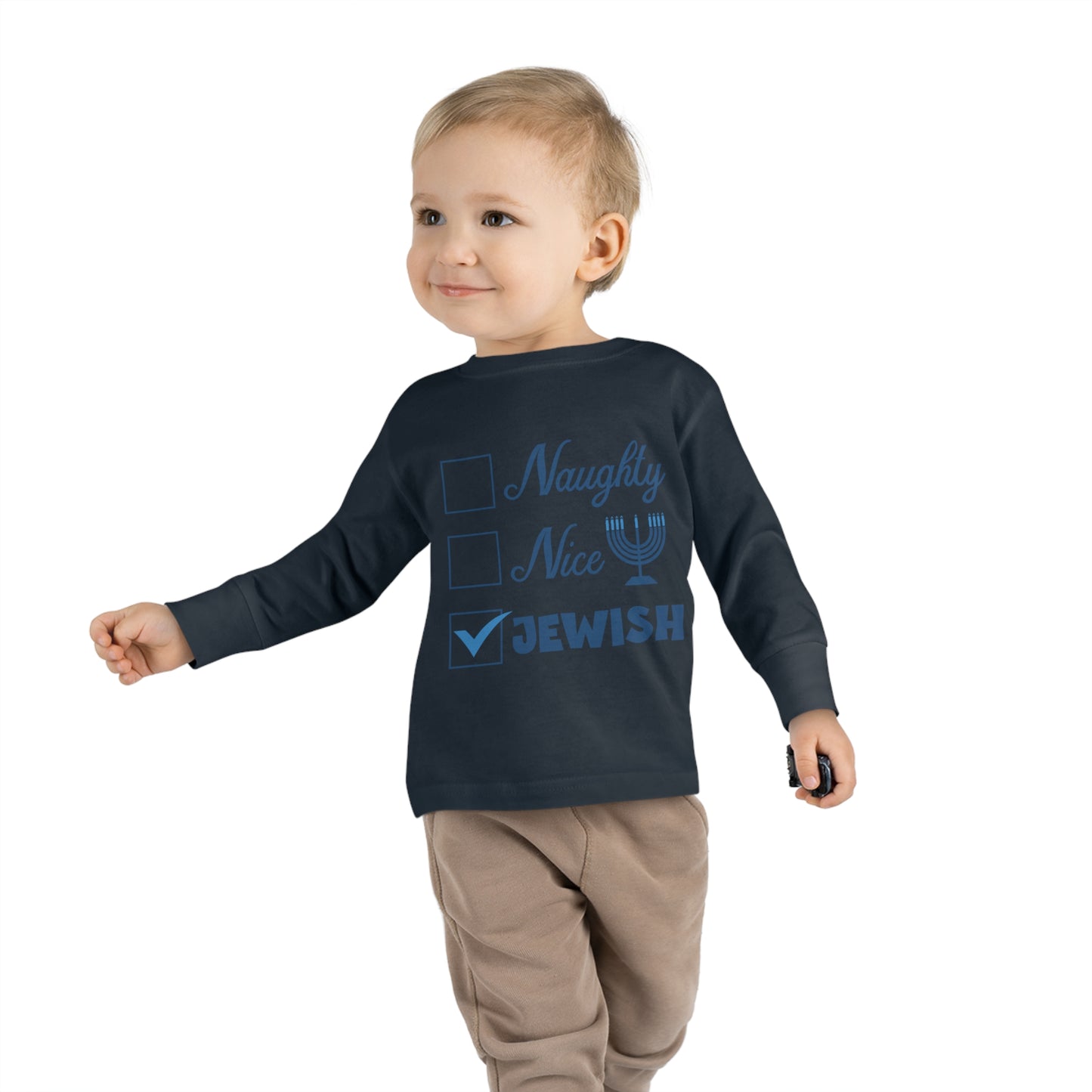 Naughty Nice Jewish Holiday Checklist Toddler Long Sleeve Tee