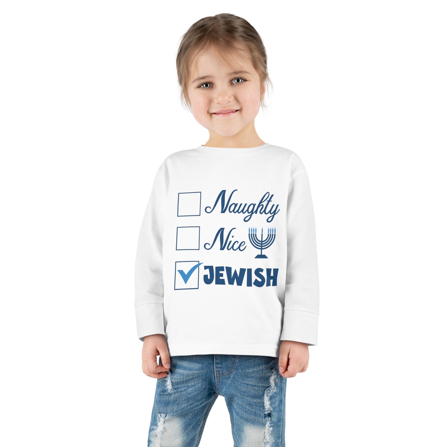 Naughty Nice Jewish Holiday Checklist Toddler Long Sleeve Tee