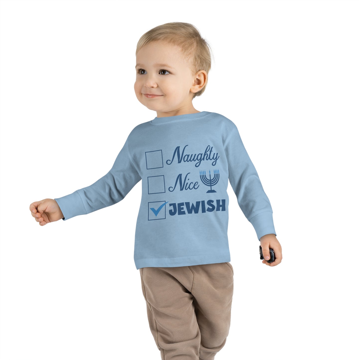 Naughty Nice Jewish Holiday Checklist Toddler Long Sleeve Tee