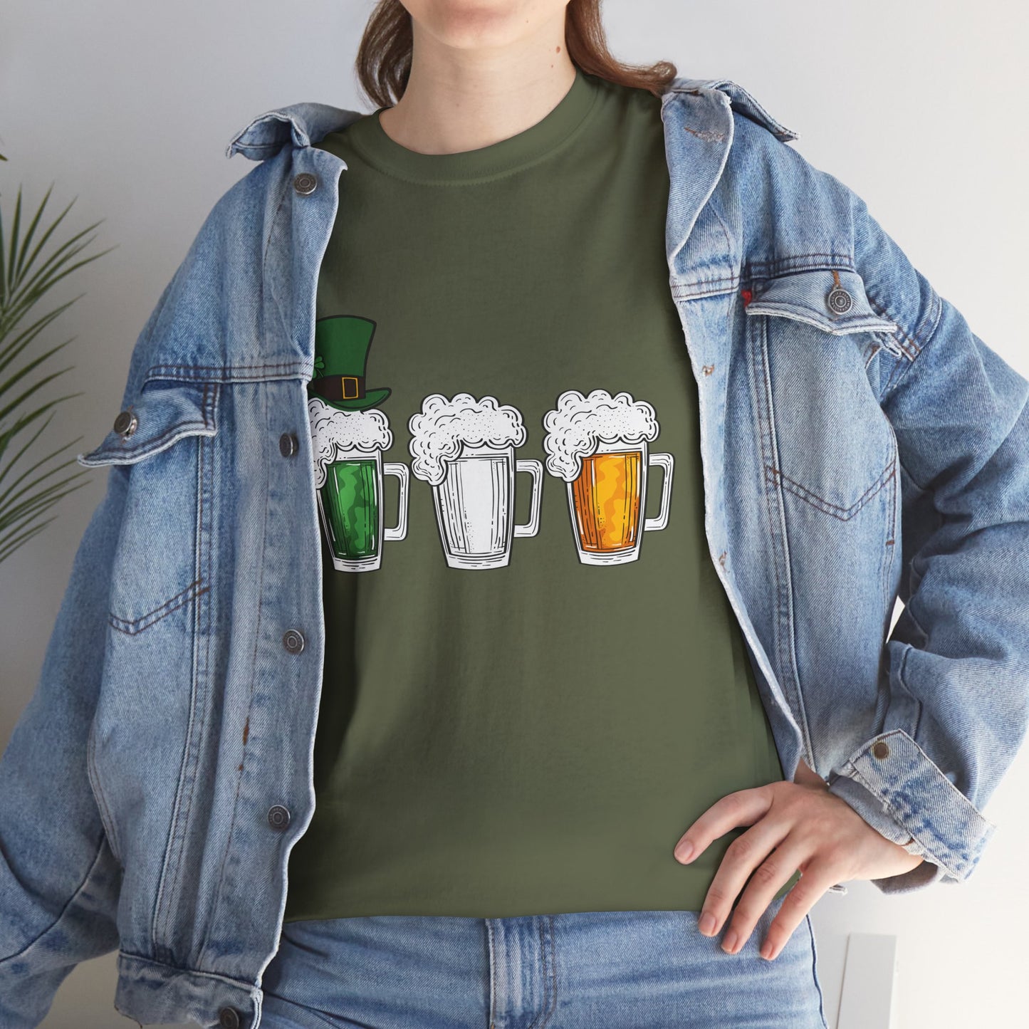 Unisex St Patrick's Day Beer Flag Heavy Cotton Tee