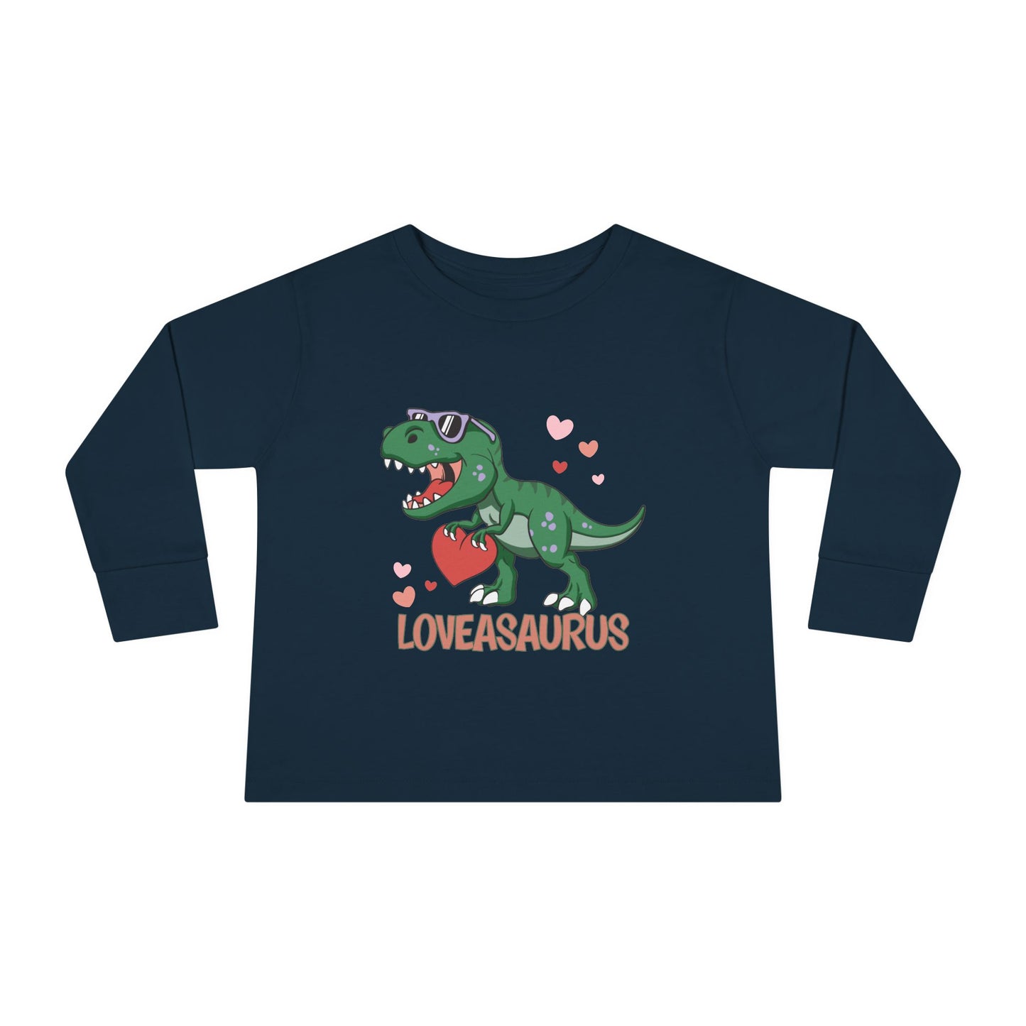 Loveasaurus Dinosaur Valentine Toddler Long Sleeve Tee