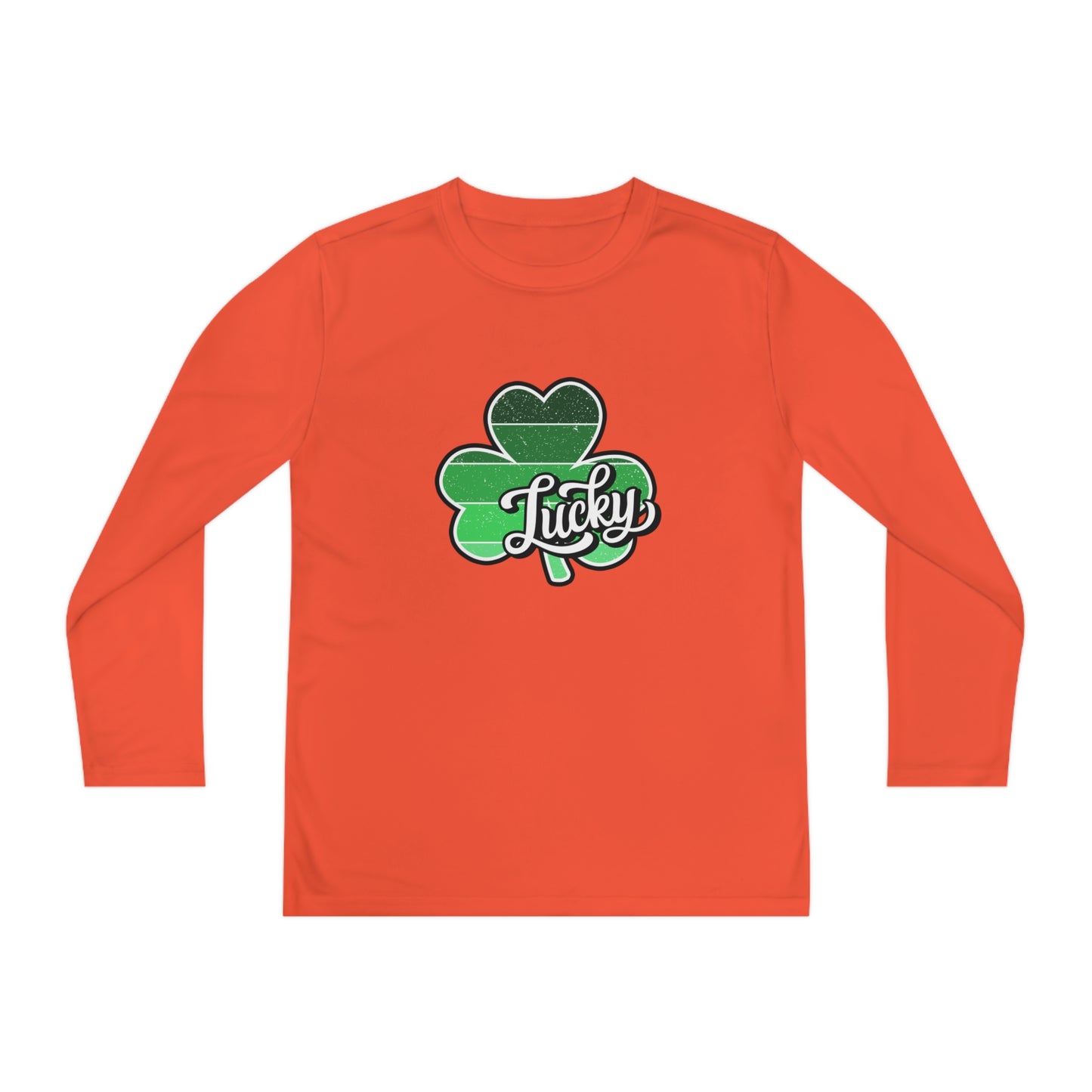 St Patricks Day Lucky Shamrock Youth Long Sleeve Competitor Tee