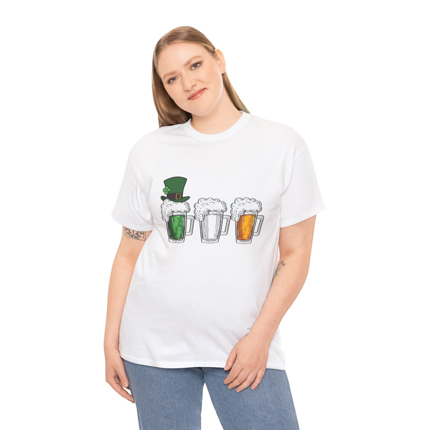 Unisex St Patrick's Day Beer Flag Heavy Cotton Tee