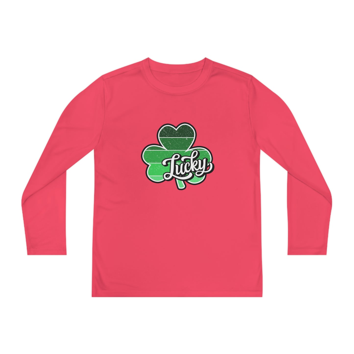 St Patricks Day Lucky Shamrock Youth Long Sleeve Competitor Tee