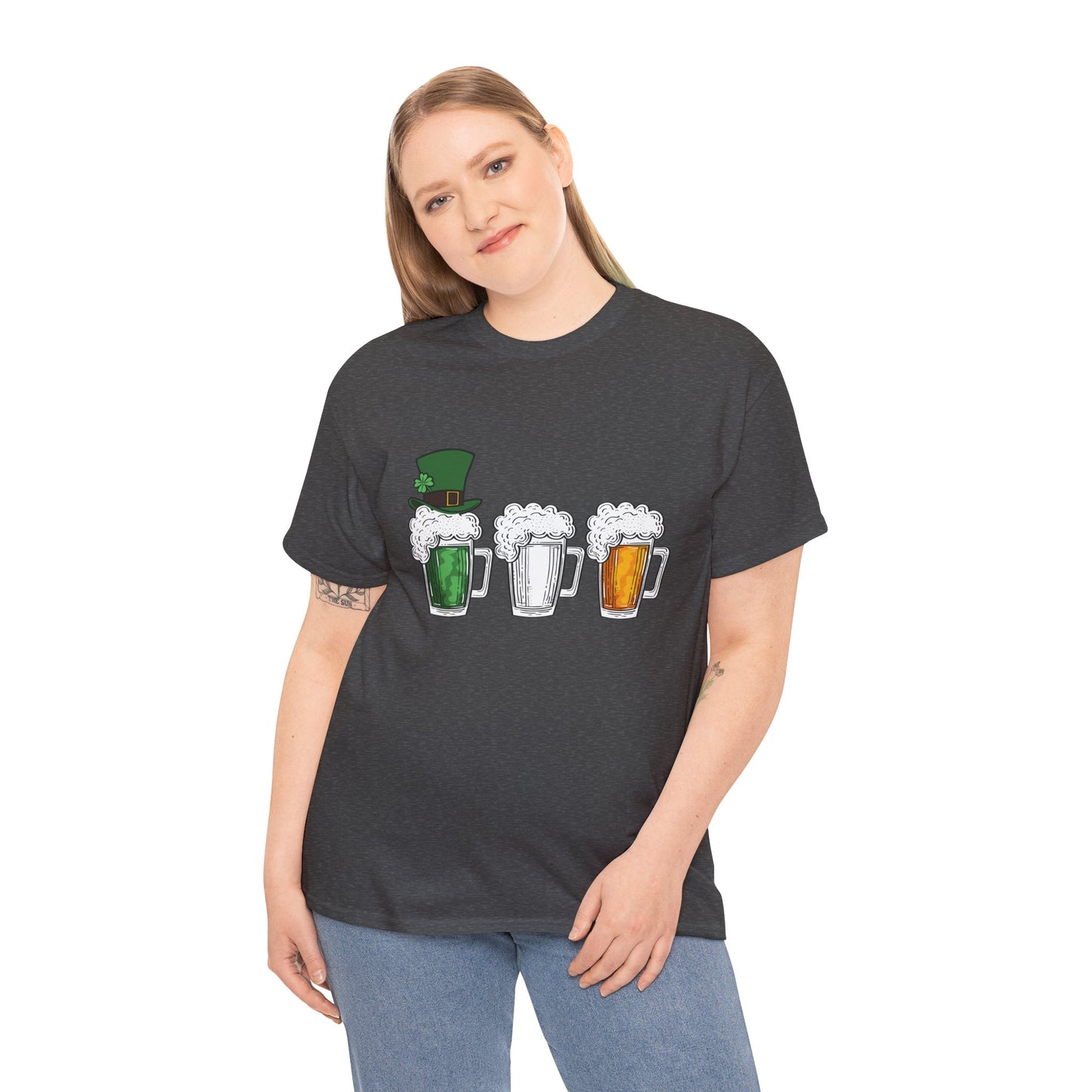 Unisex St Patrick's Day Beer Flag Heavy Cotton Tee