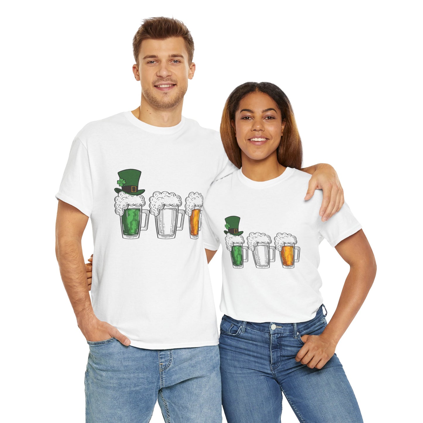 Unisex St Patrick's Day Beer Flag Heavy Cotton Tee